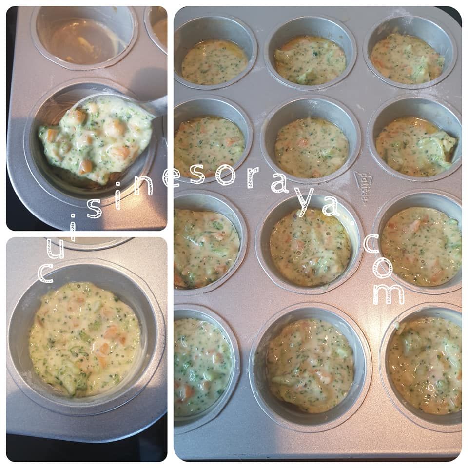 Muffins aux brocolis et carotte, coeur coulant à la cancoillotte