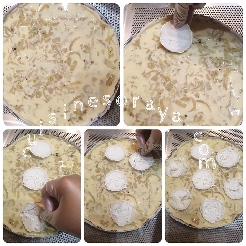 Quiche aux oignons, chèvre et miel