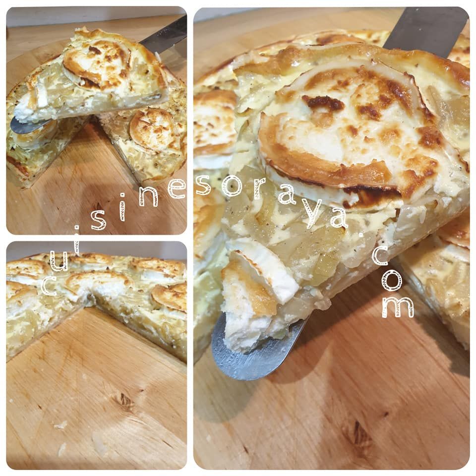 Quiche aux oignons, chèvre et miel
