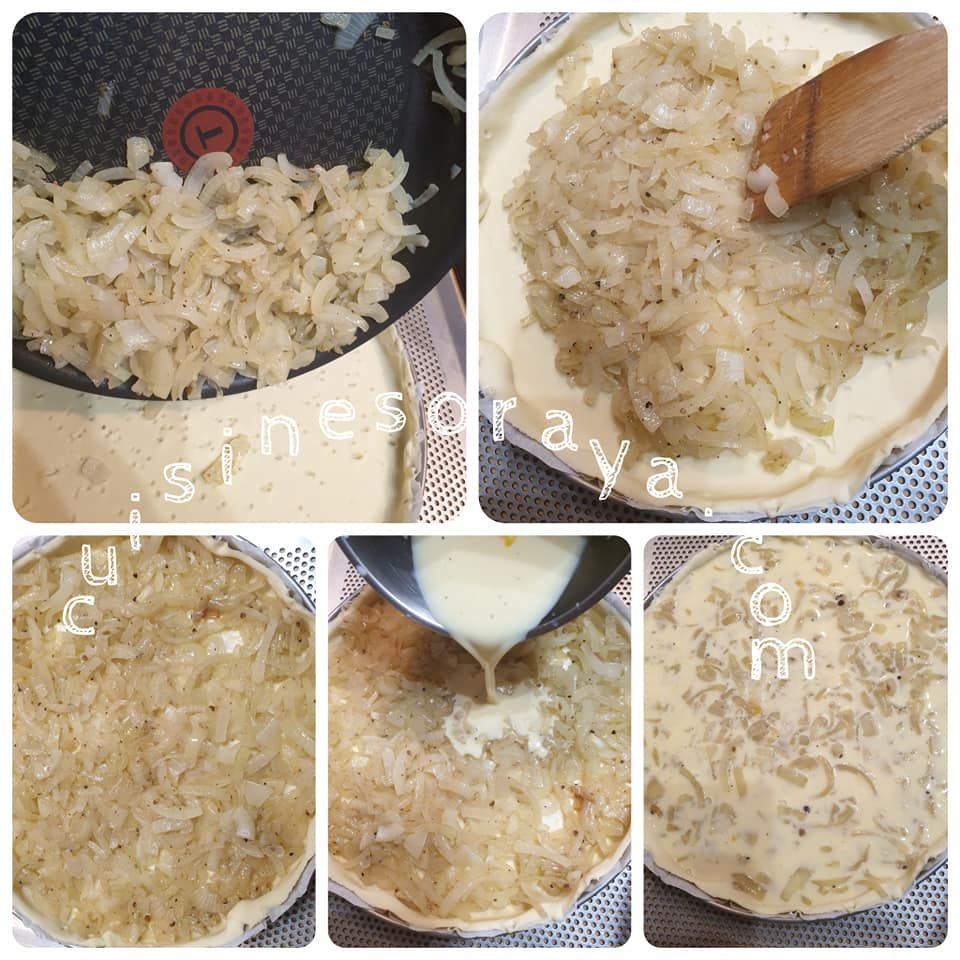 Quiche aux oignons, chèvre et miel