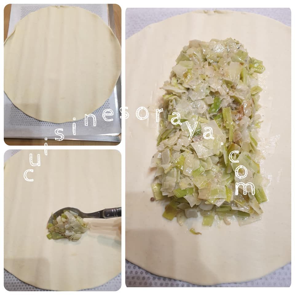 Tresse feuilletée à la fondue de poireaux et saumon