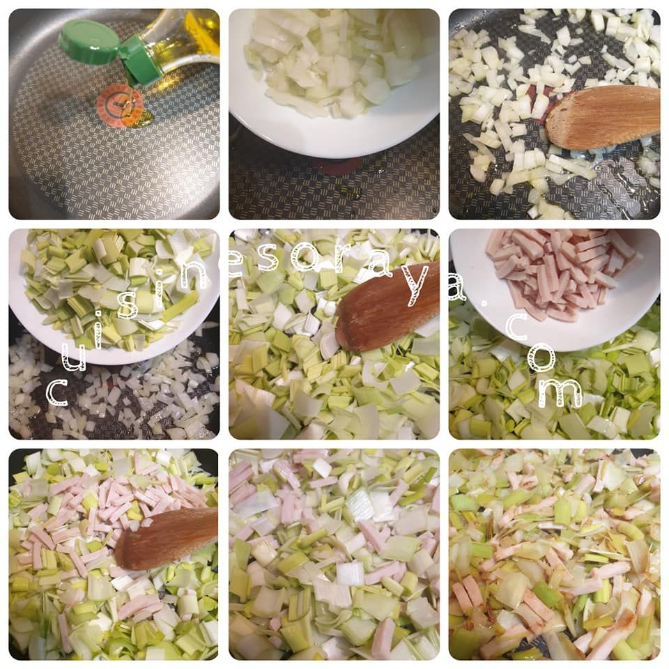 Quiche sans pate aux poireaux, dinde et chèvre