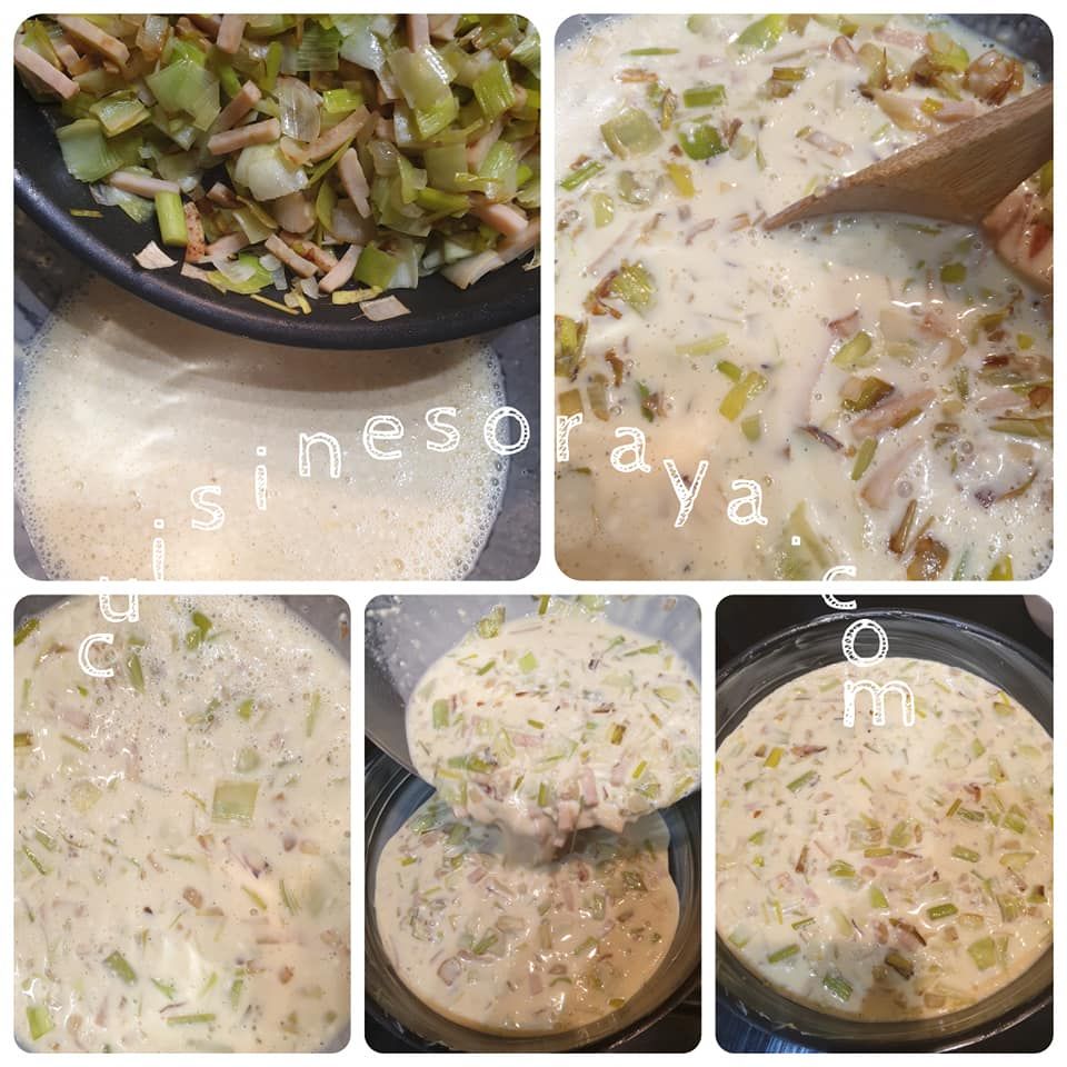 Quiche sans pate aux poireaux, dinde et chèvre