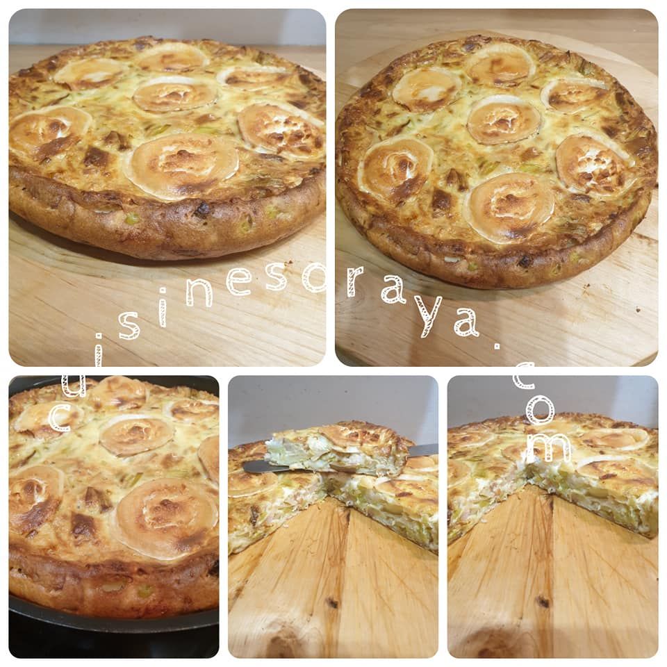 Quiche sans pate aux poireaux, dinde et chèvre