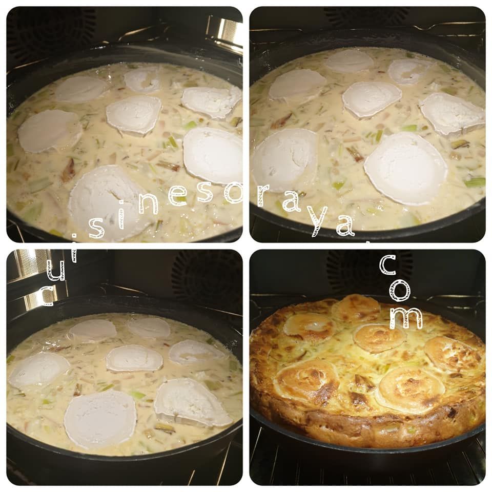 Quiche sans pate aux poireaux, dinde et chèvre
