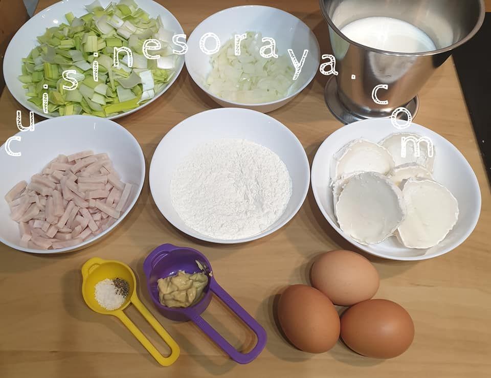 Quiche sans pate aux poireaux, dinde et chèvre