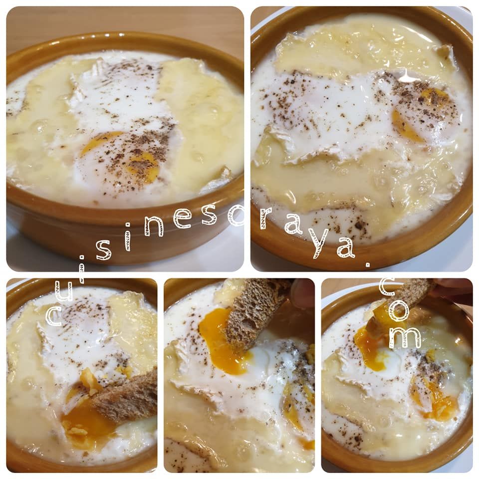 Oeuf cocotte au four camembert et dinde