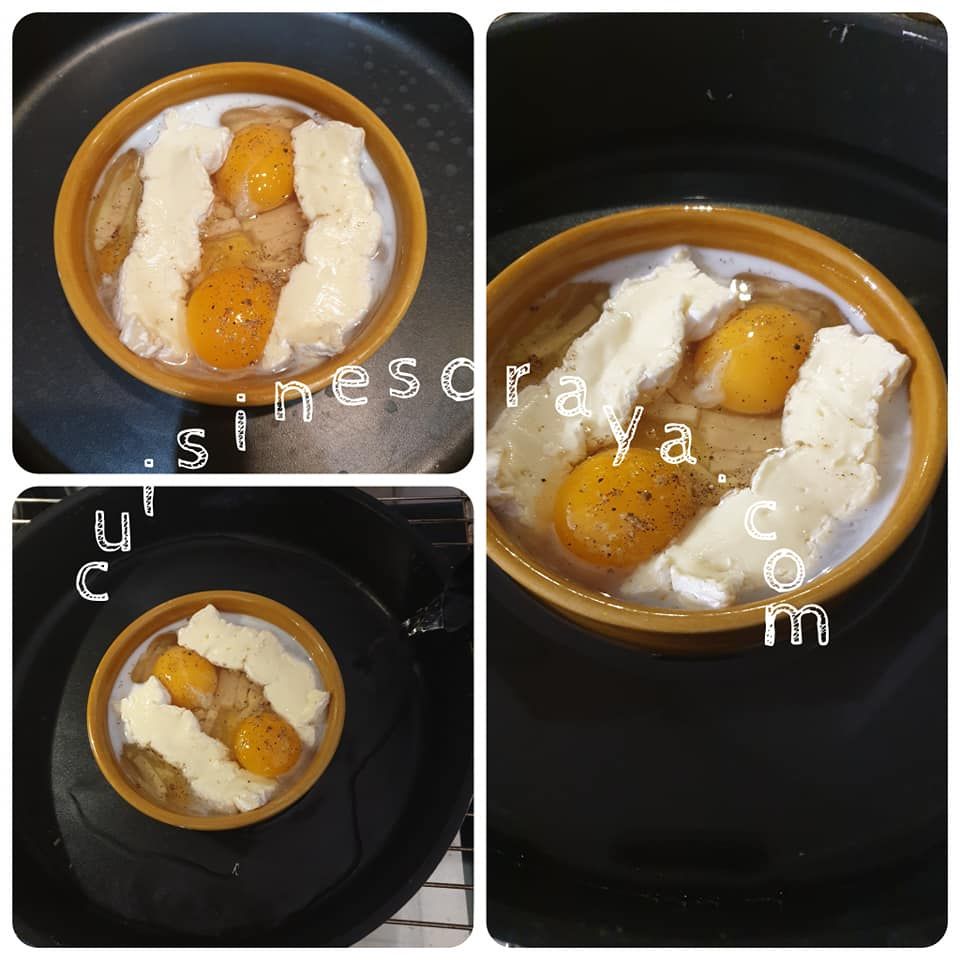 Oeuf cocotte au four camembert et dinde