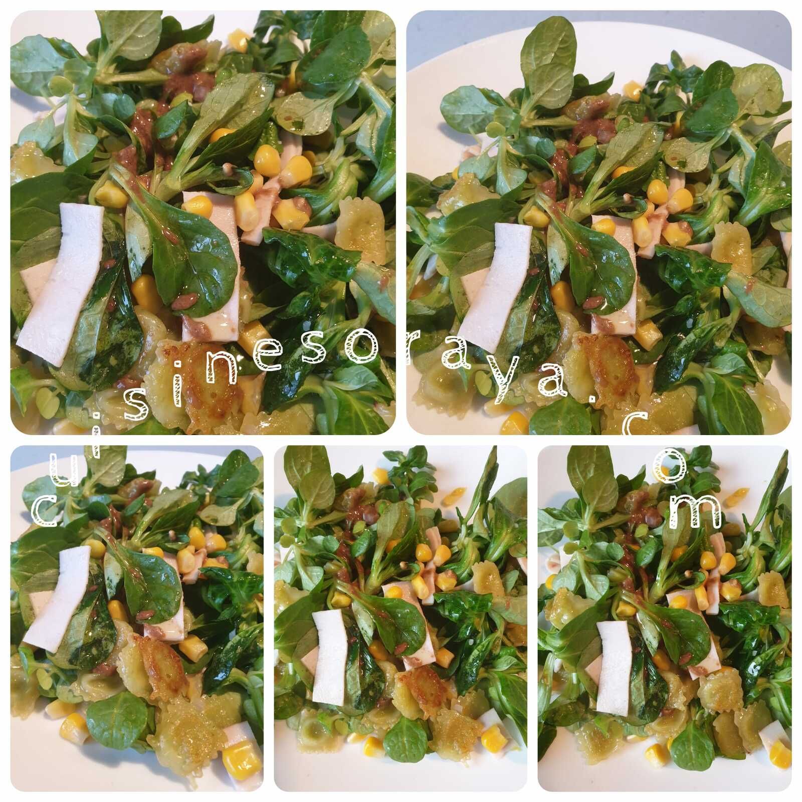 Salade composée de ravioles poêlées
