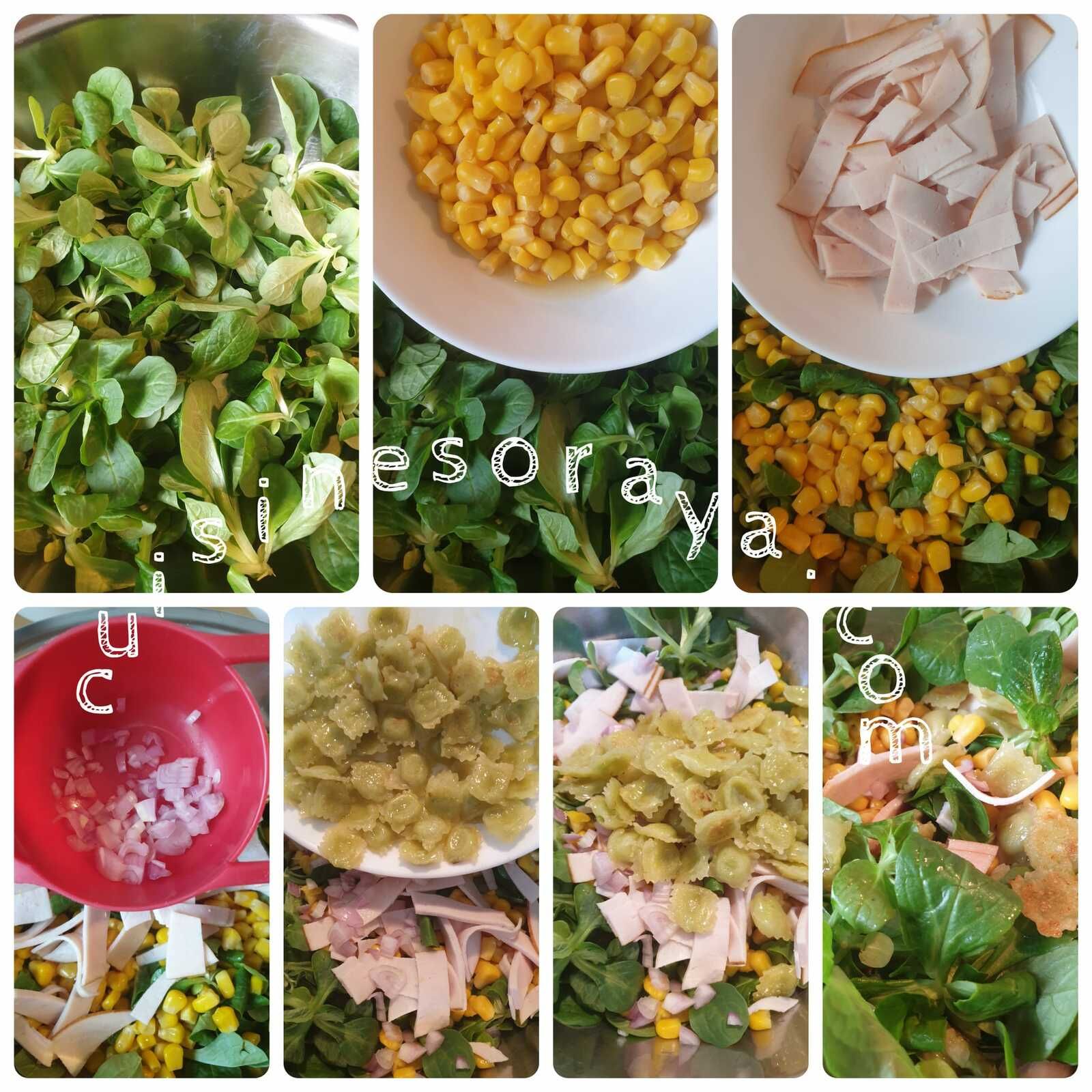 Salade composée de ravioles poêlées