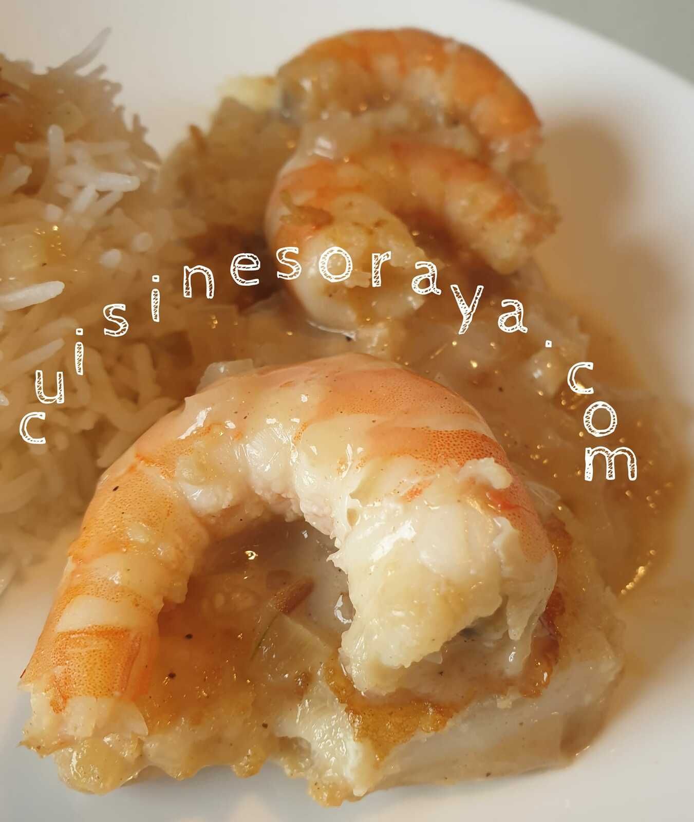 Filet de poisson et crevette sauce au citron (sans crème et sans beurre)