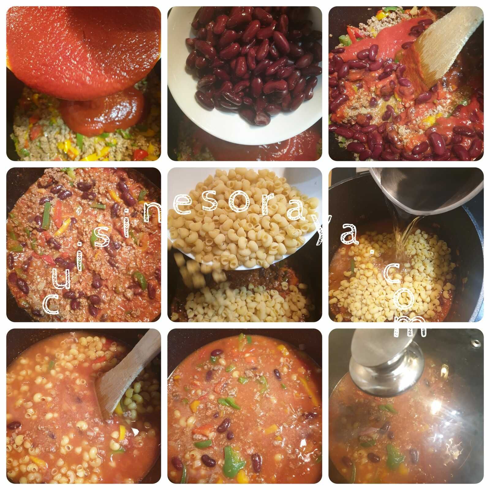 One pasta façon chili con carne