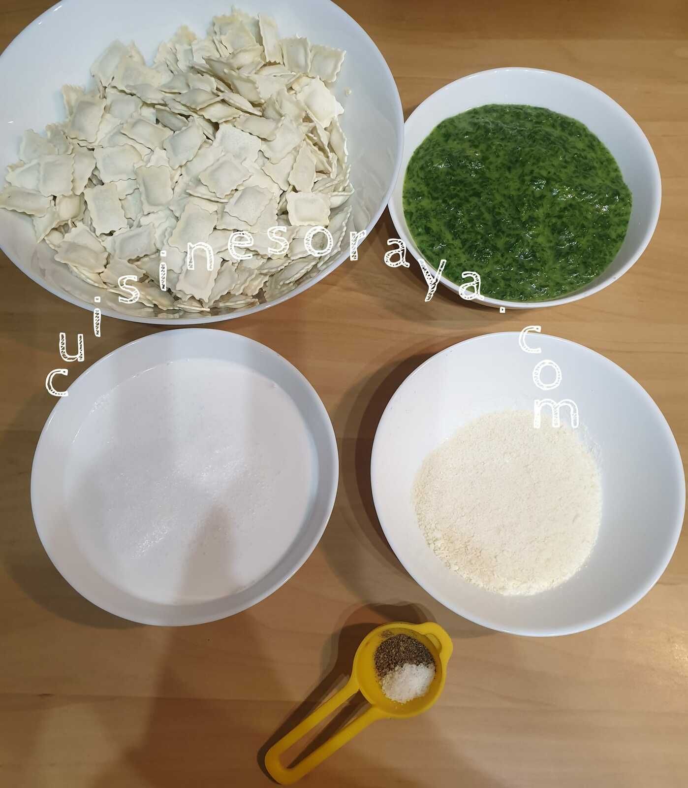 Gratin de ravioles au parmesan et épinards
