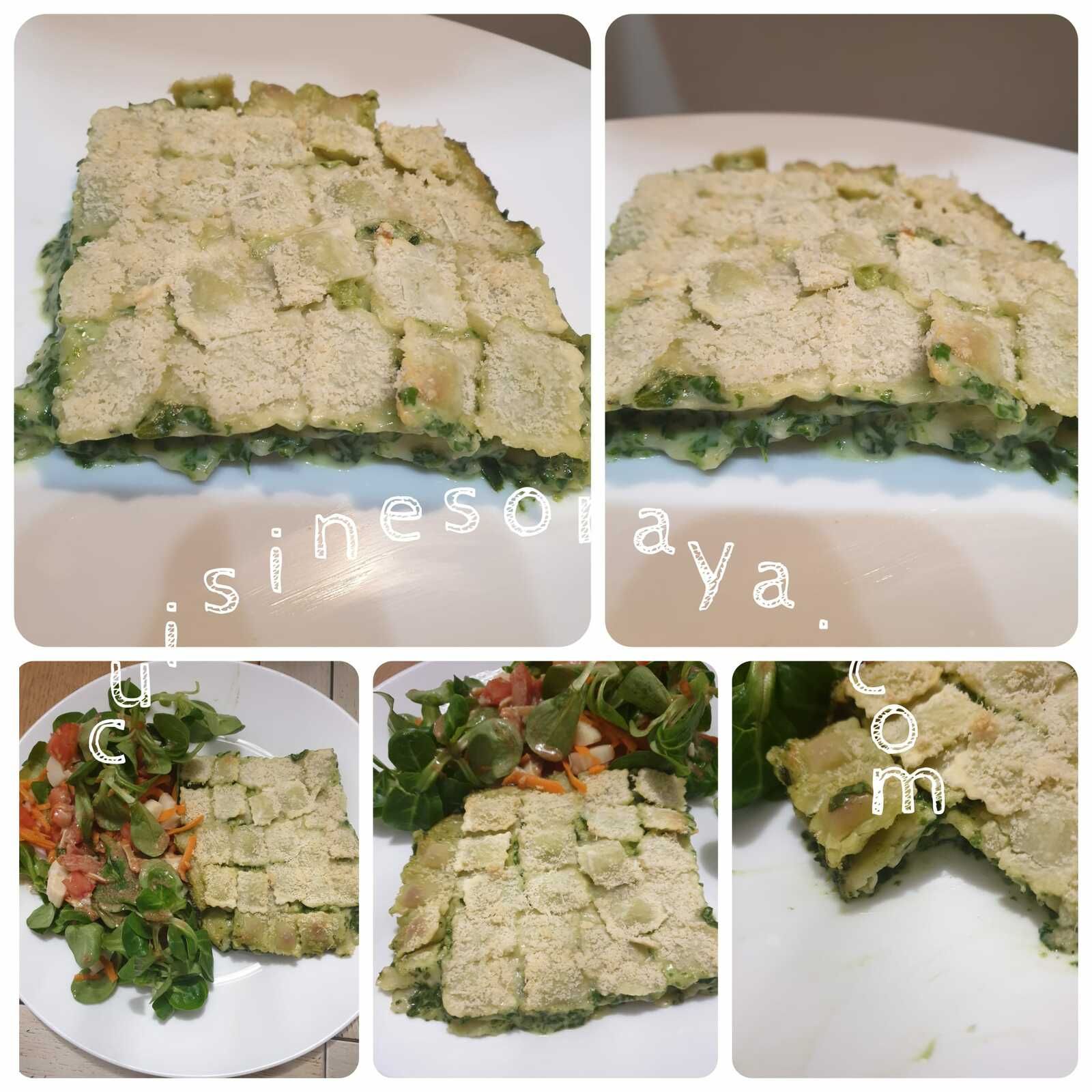 Gratin de ravioles au parmesan et épinards