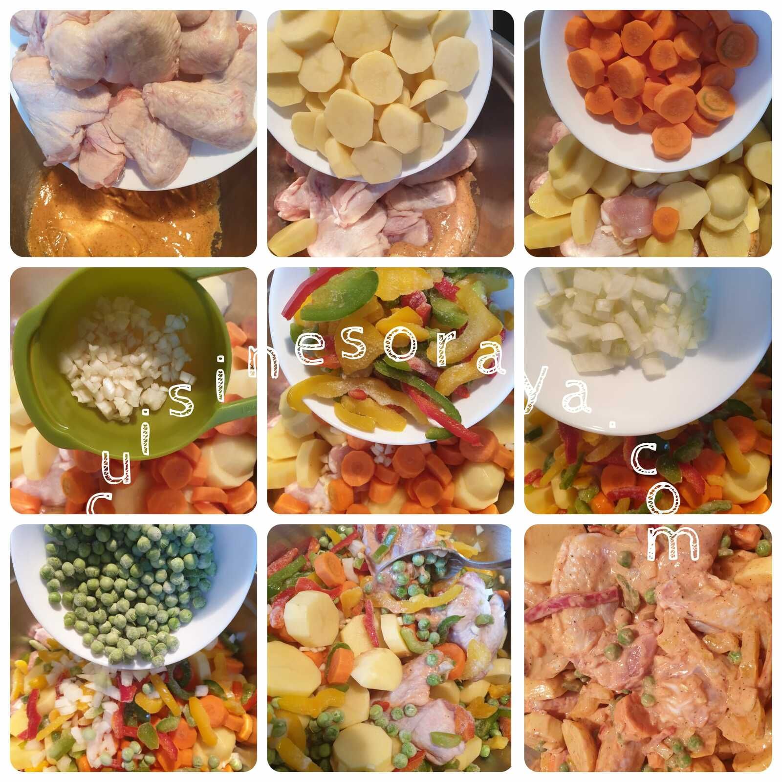 Ailes de poulet au yaourt et légumes au four
