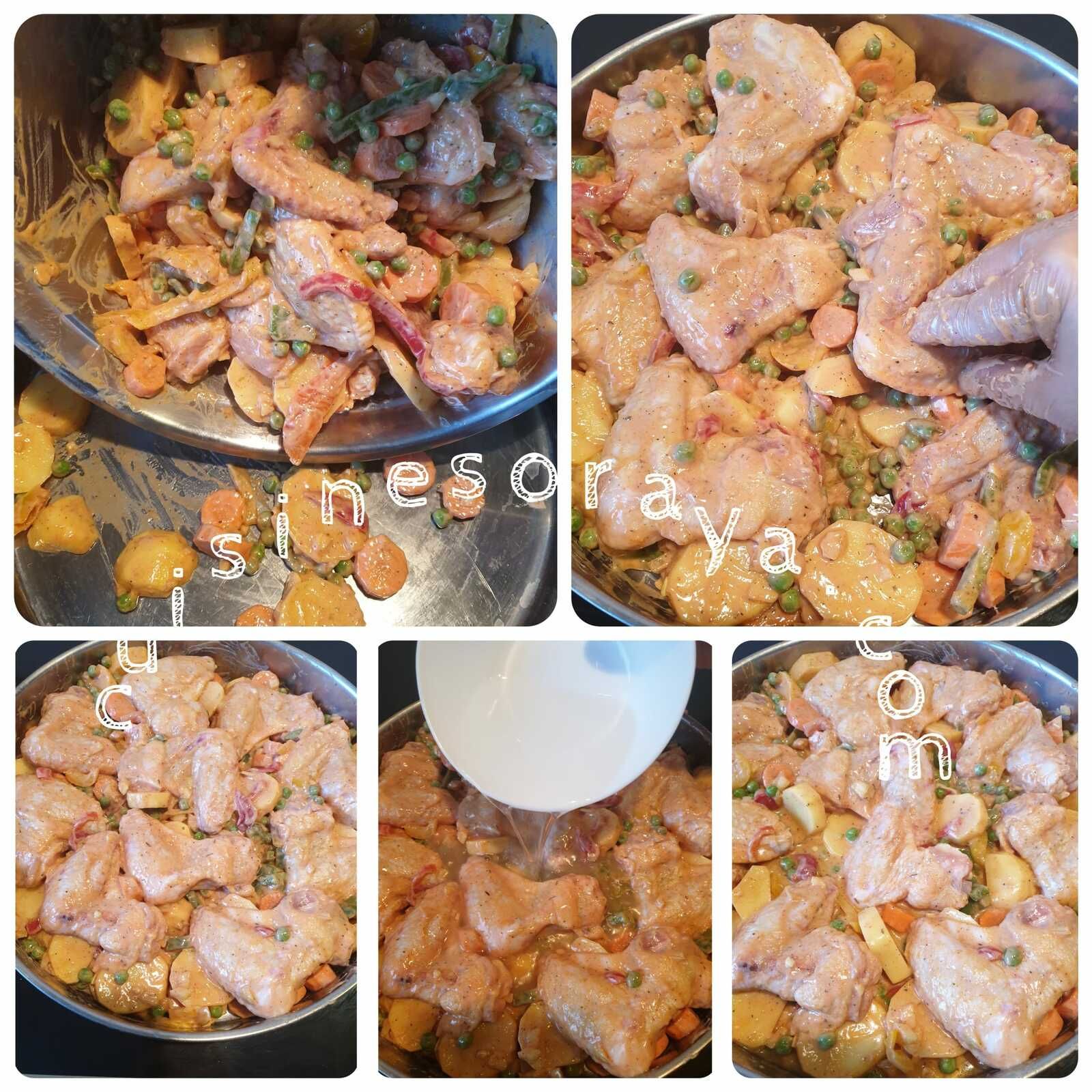 Ailes de poulet au yaourt et légumes au four