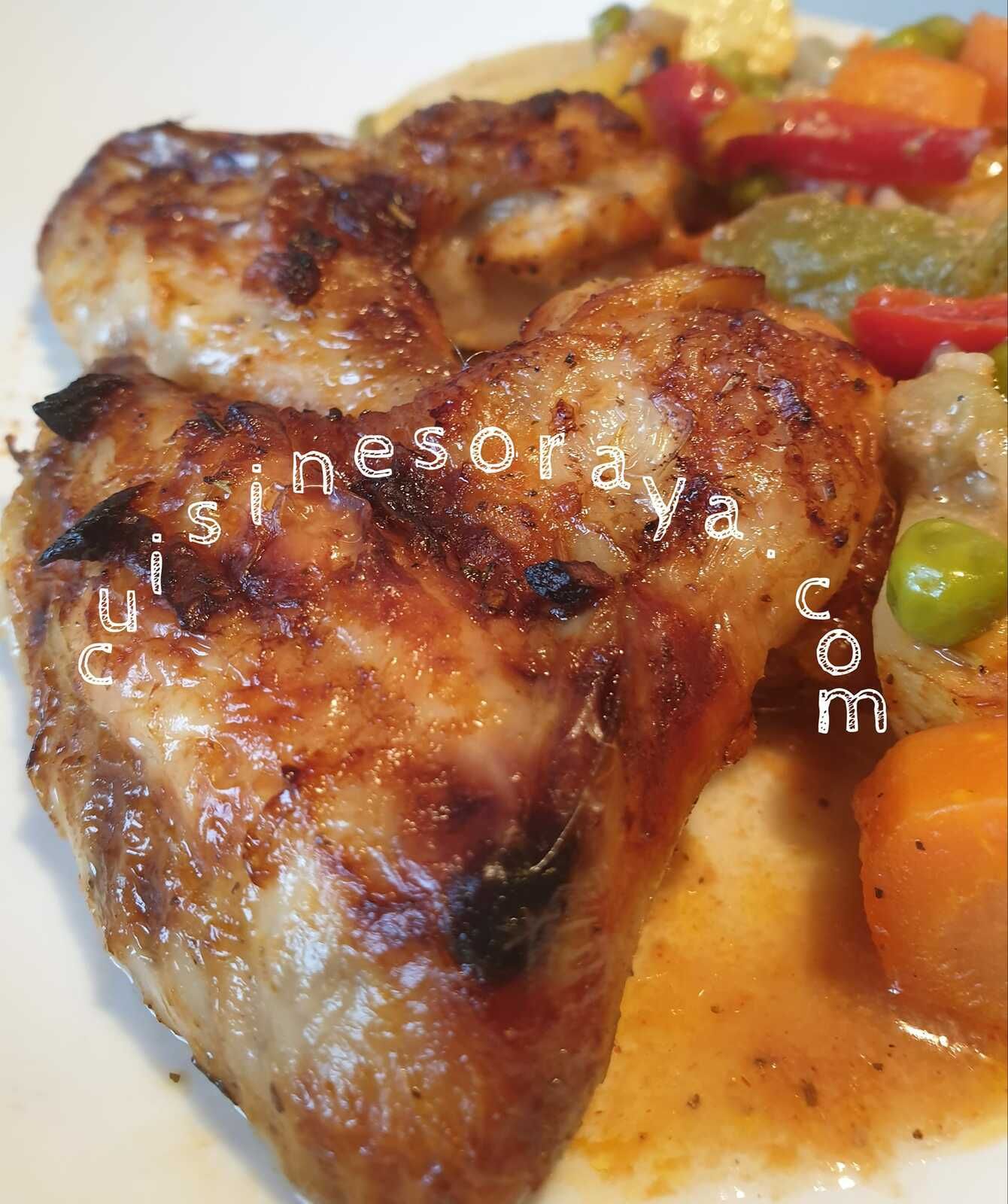Ailes de poulet au yaourt et légumes au four