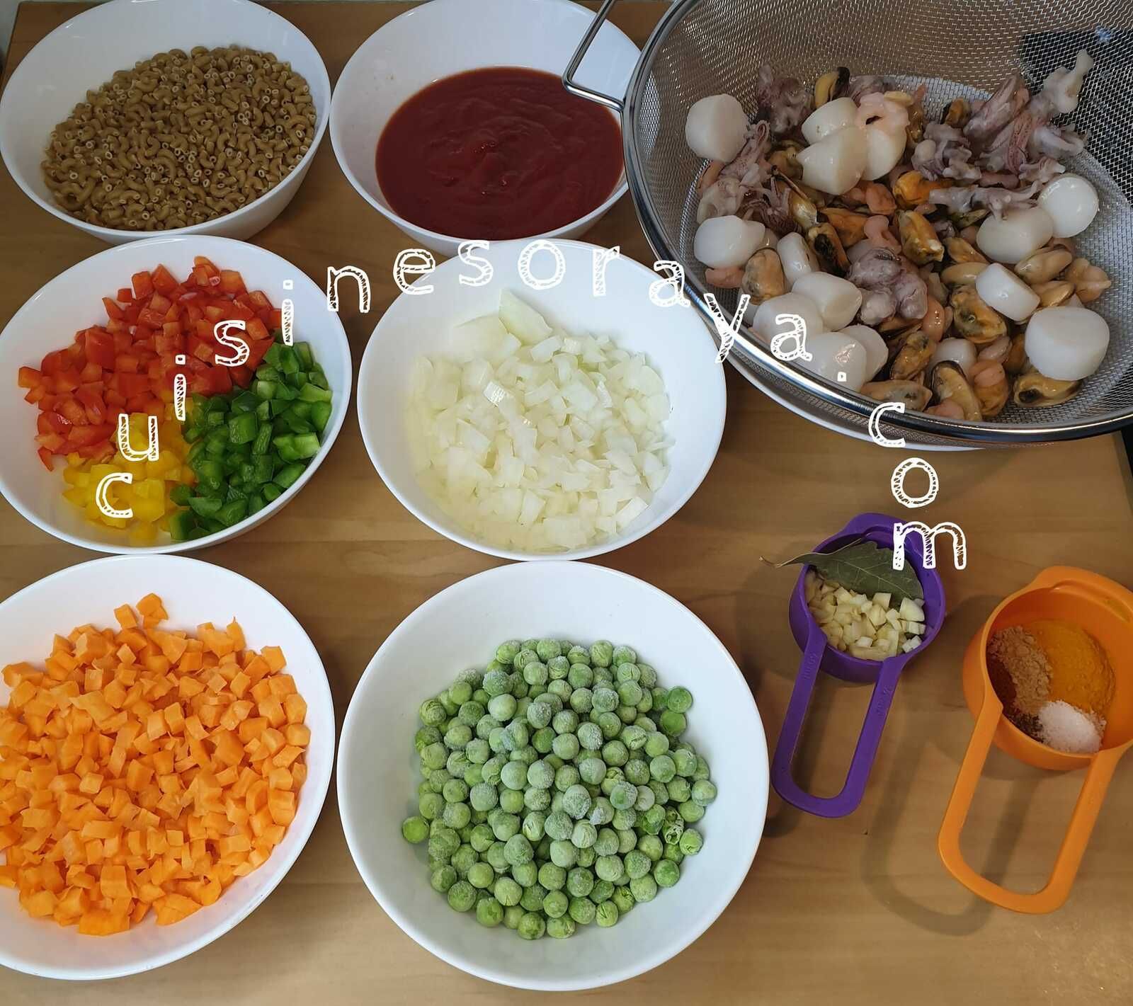 Coquillettes aux fruits de mer et ses petits légumes