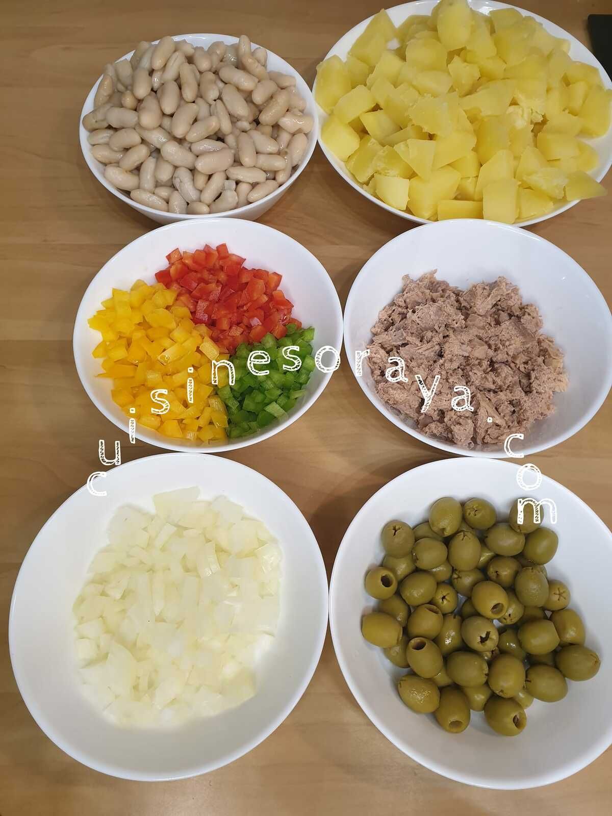 Salade de haricots blanc avec ses petits légumes au thon
