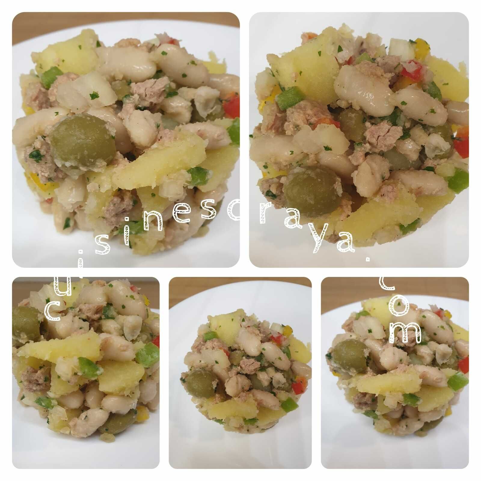 Salade de haricots blanc avec ses petits légumes au thon