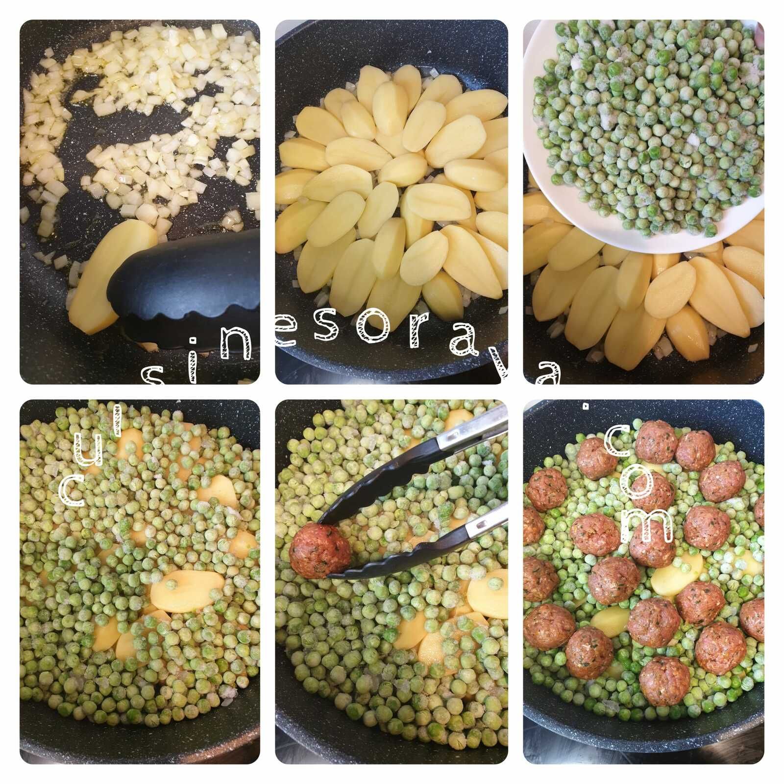 Tajine boulette de viande au riz aux petits pois et pommes de terre en sauce