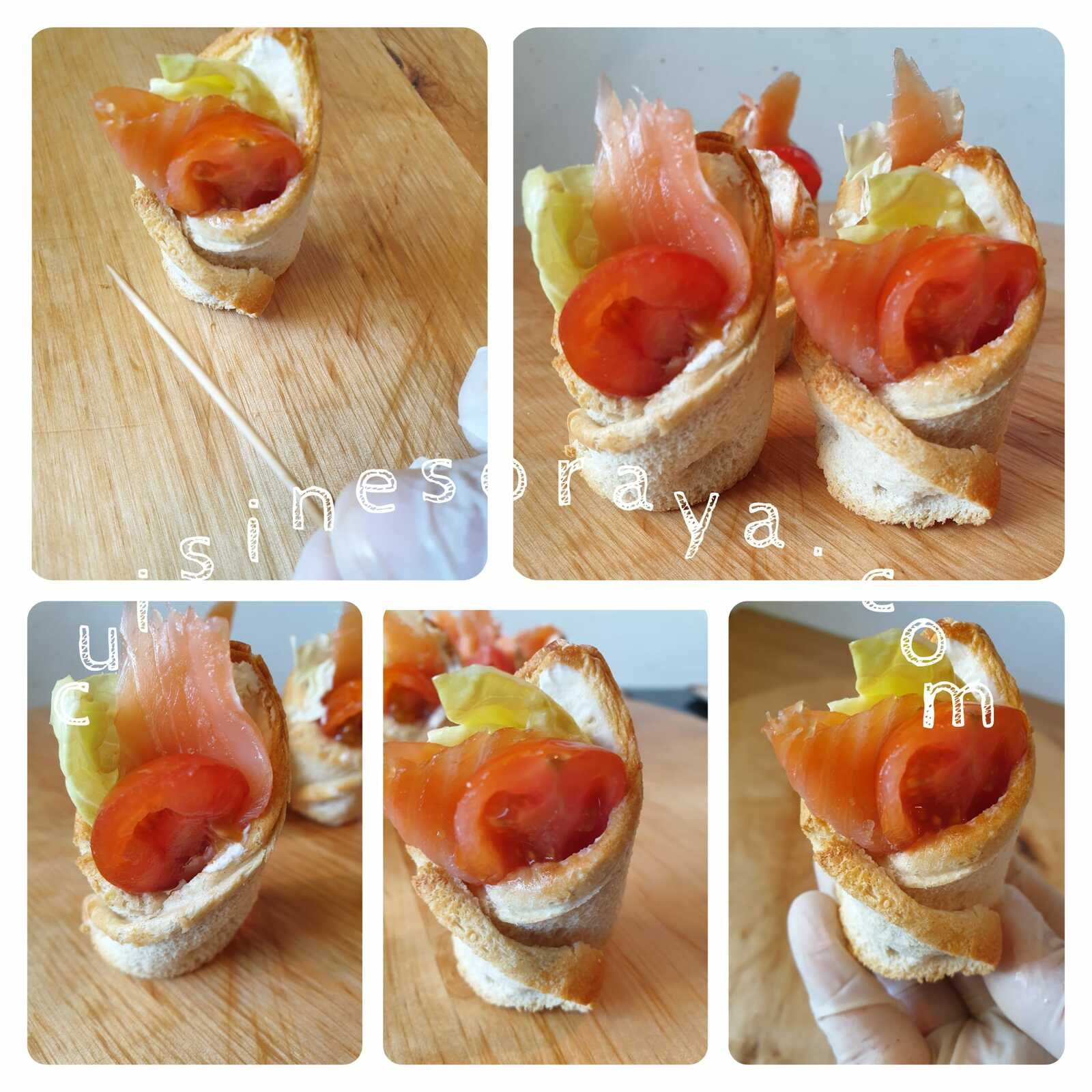 Toast grillé au saumon fumé au four