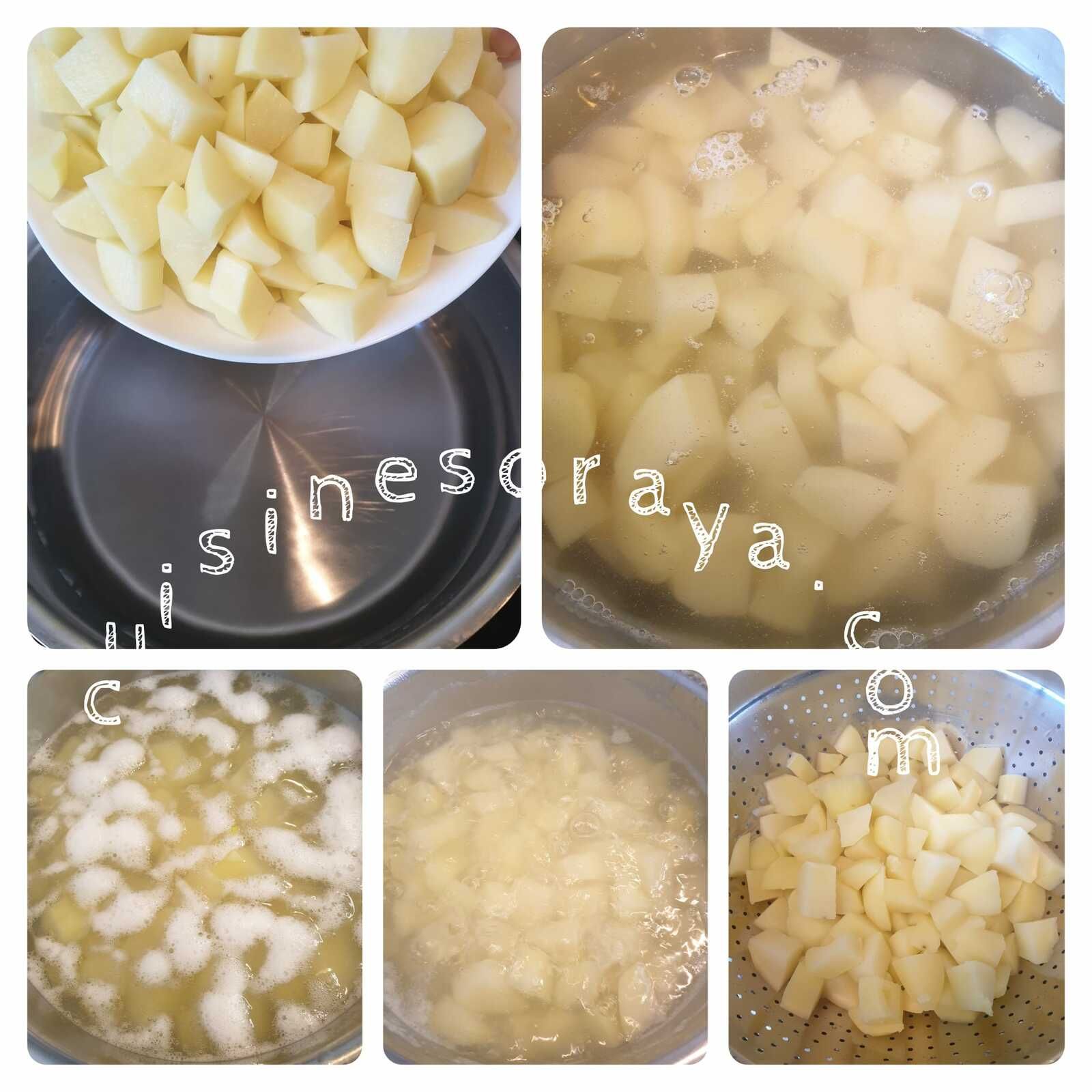Ecrasé de pommes de terre, fondu de poireaux et noix de st jacques condiment chorizo