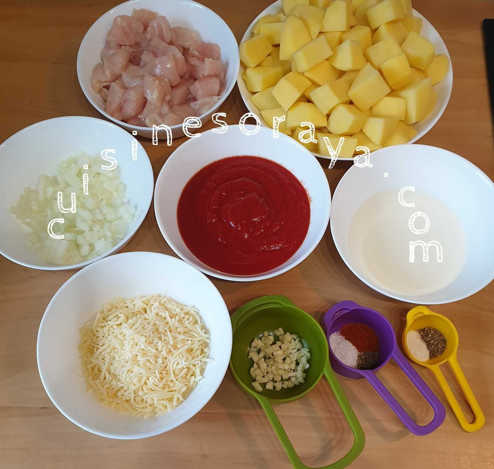 Gratin boulettes de pommes de terre au poulet