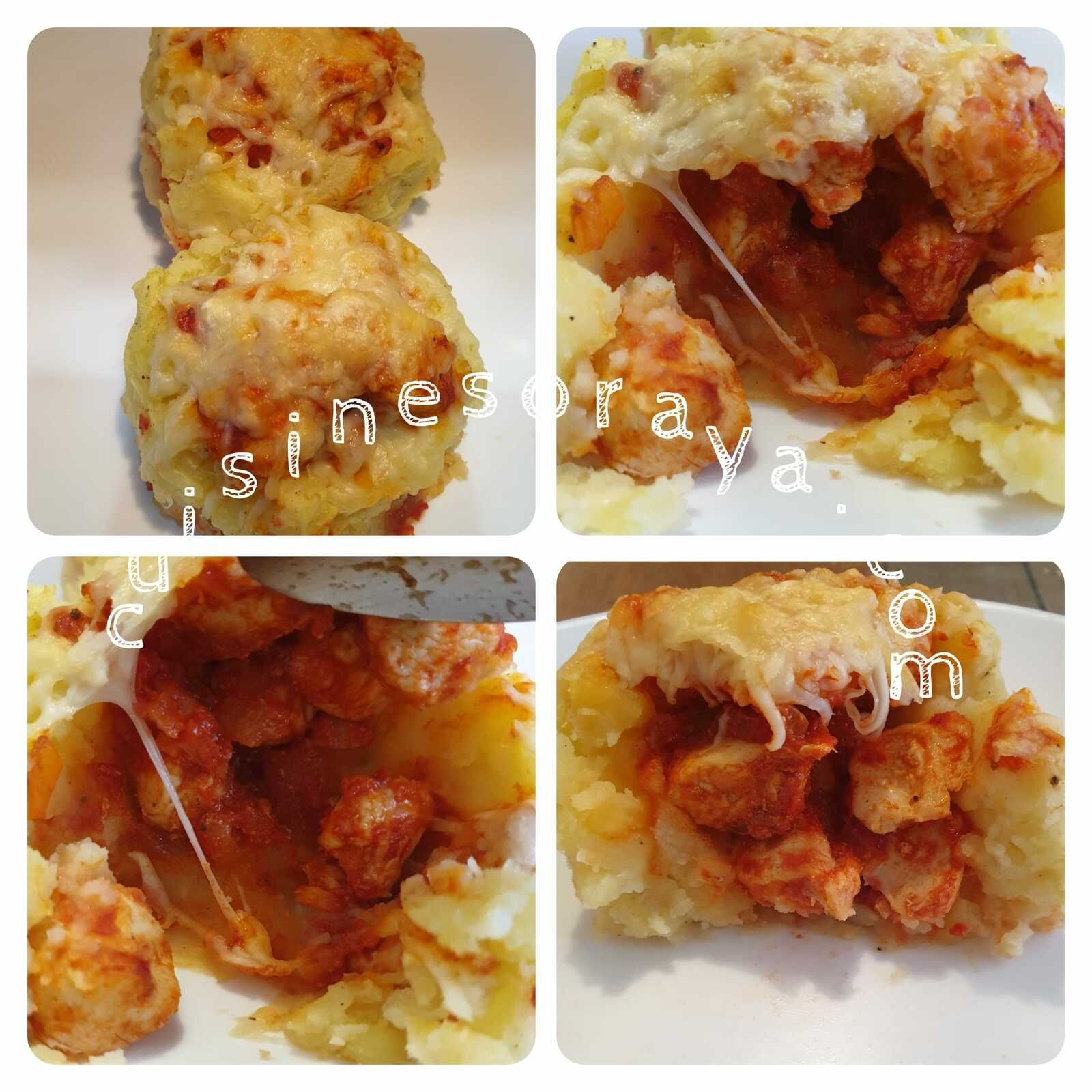 Gratin boulettes de pommes de terre au poulet