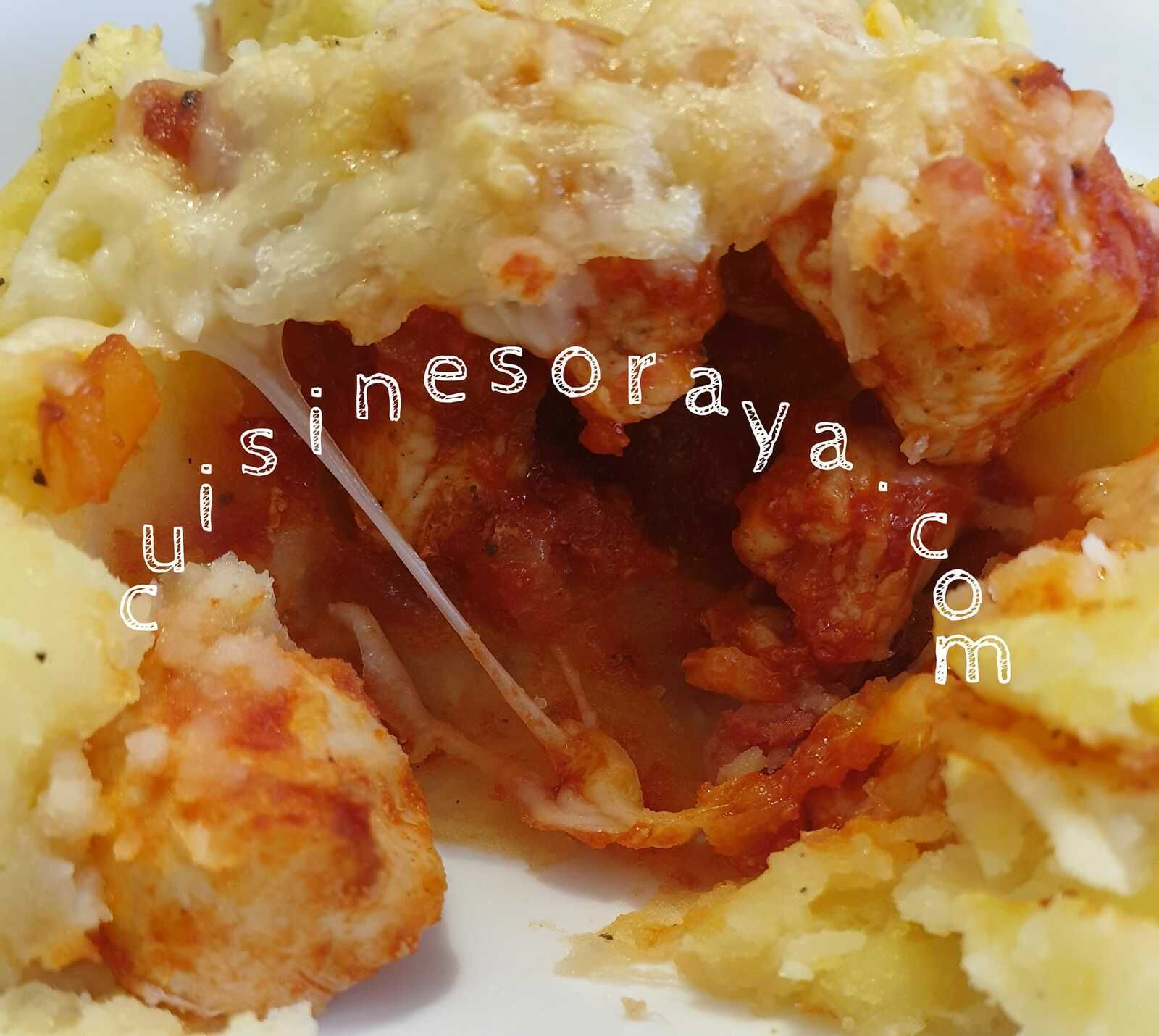 Gratin boulettes de pommes de terre au poulet