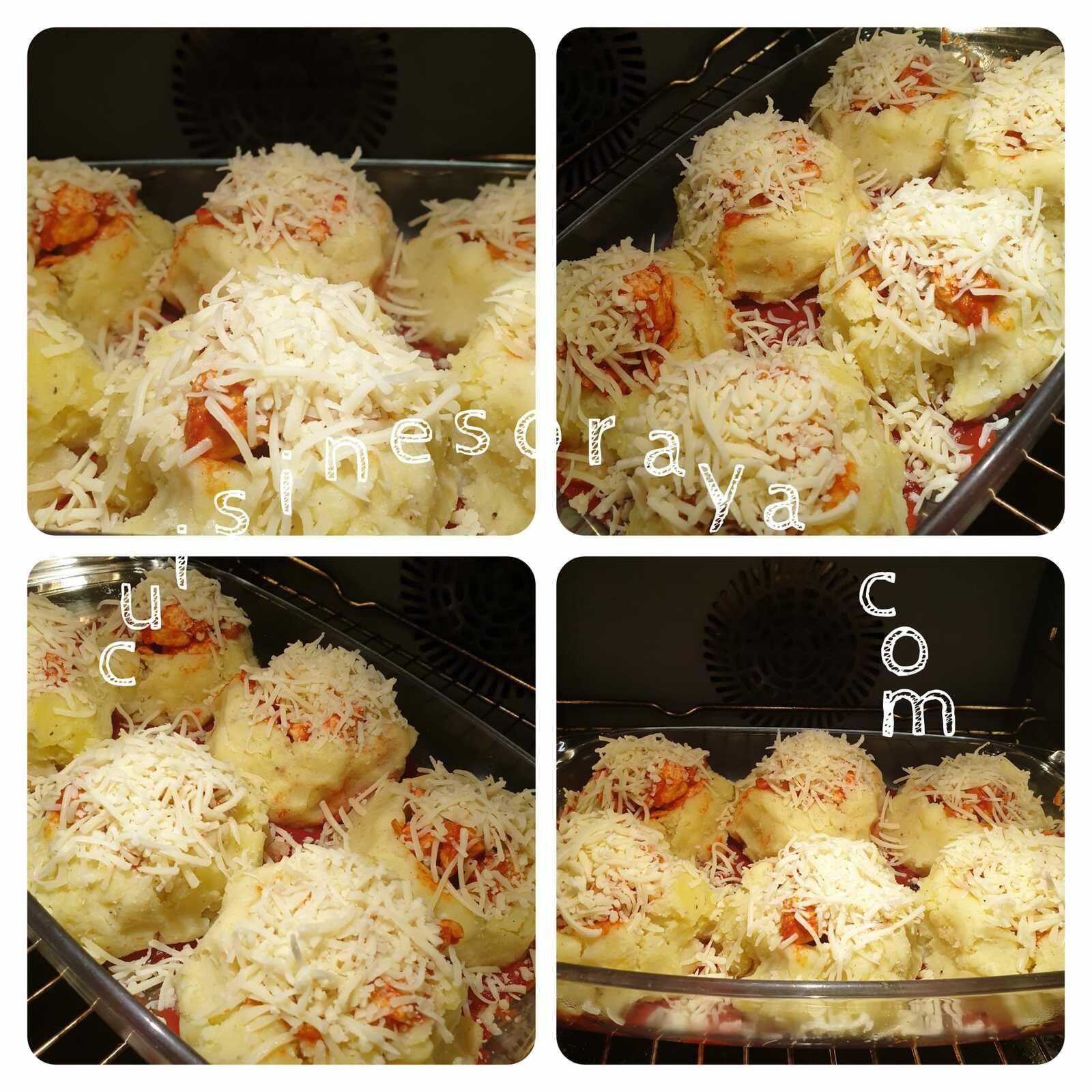 Gratin boulettes de pommes de terre au poulet