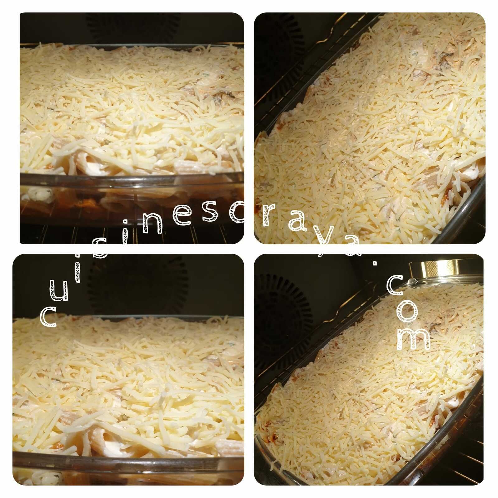 Gratin de pâte, viande, épinards à la crème ricotta