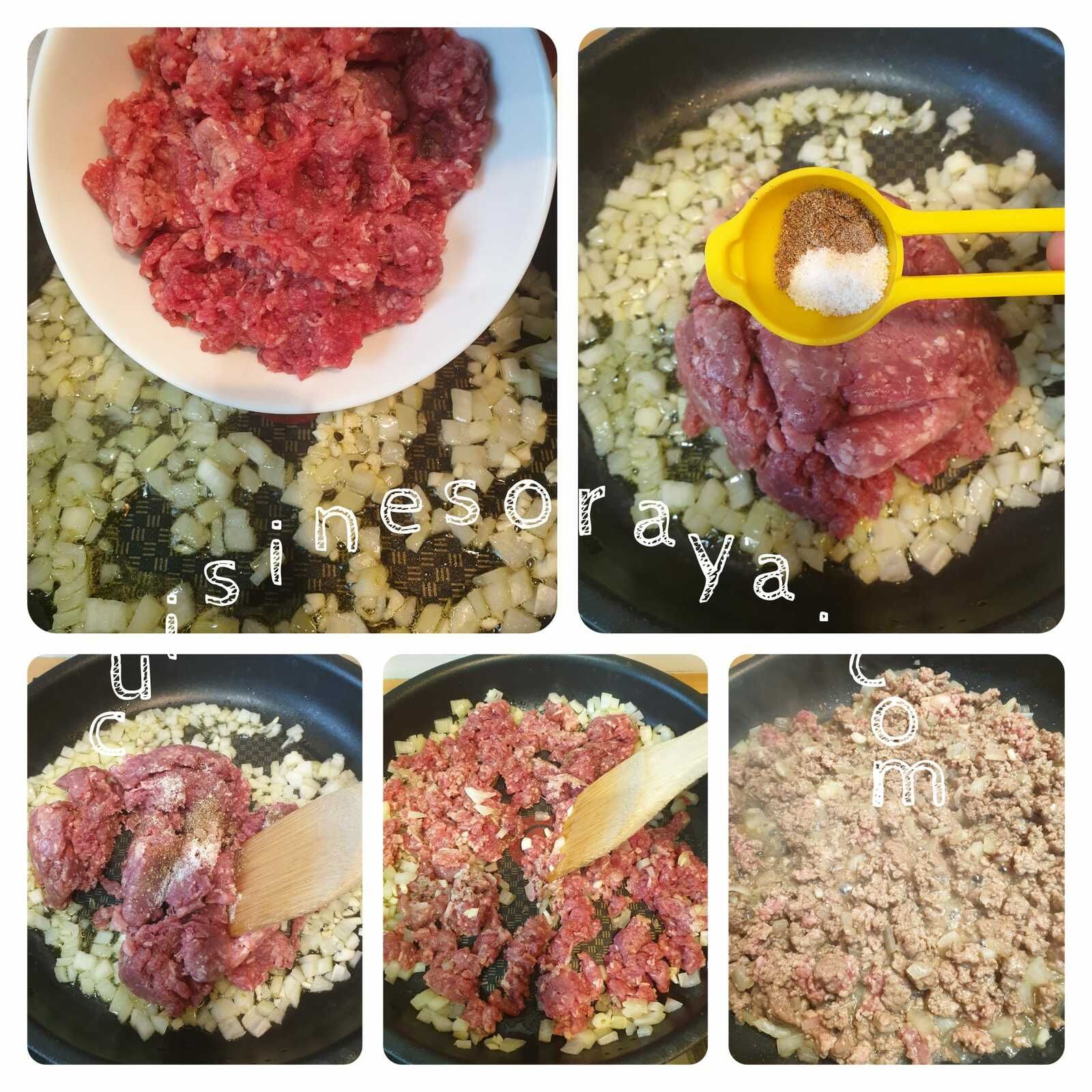 Gratin de pâte, viande, épinards à la crème ricotta