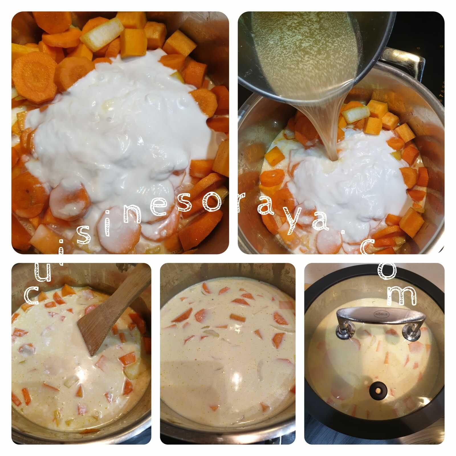 Velouté de patate douce et carotte au lait de coco