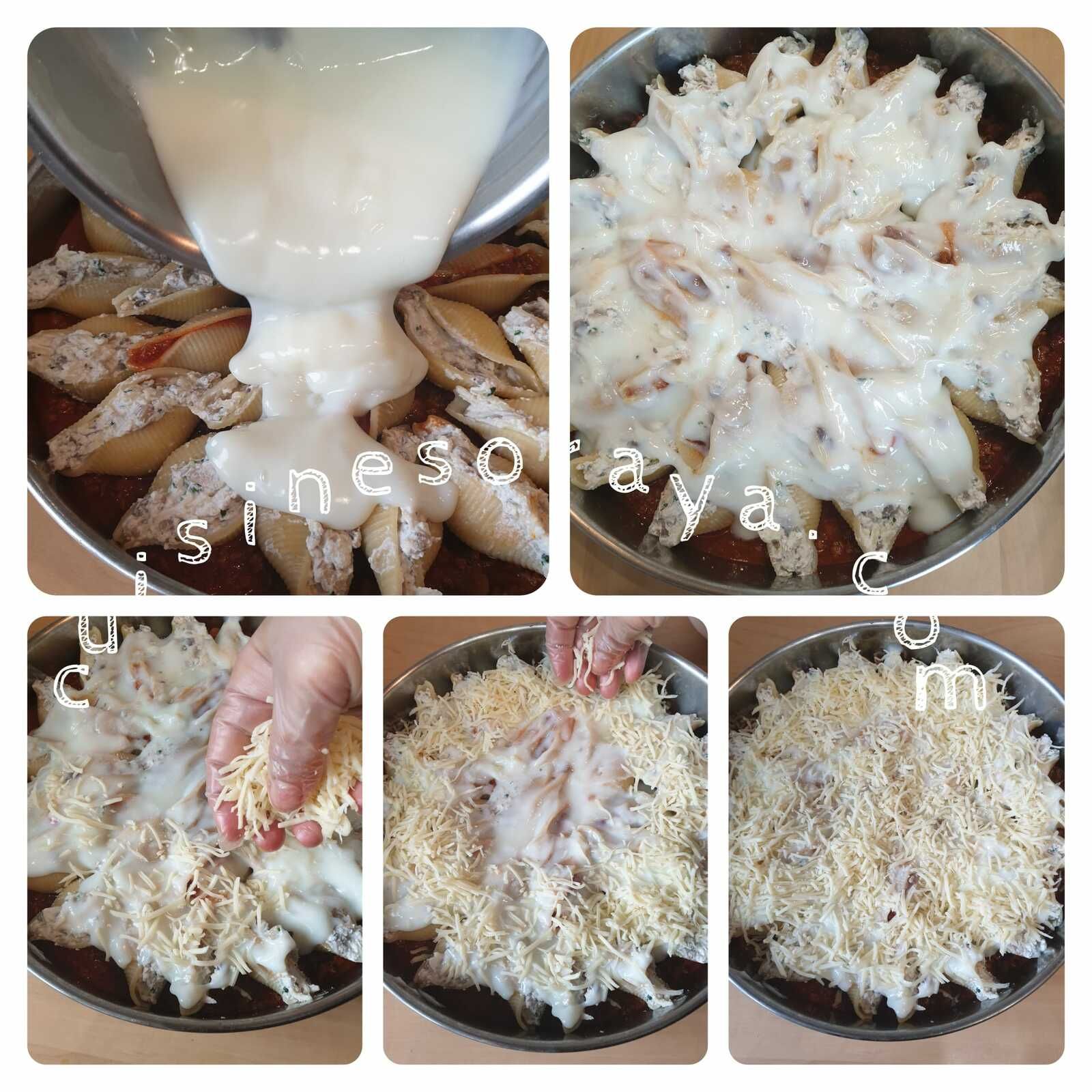 Conchiglioni farcis aux champignons, ricotta et sa sauce bolognaise