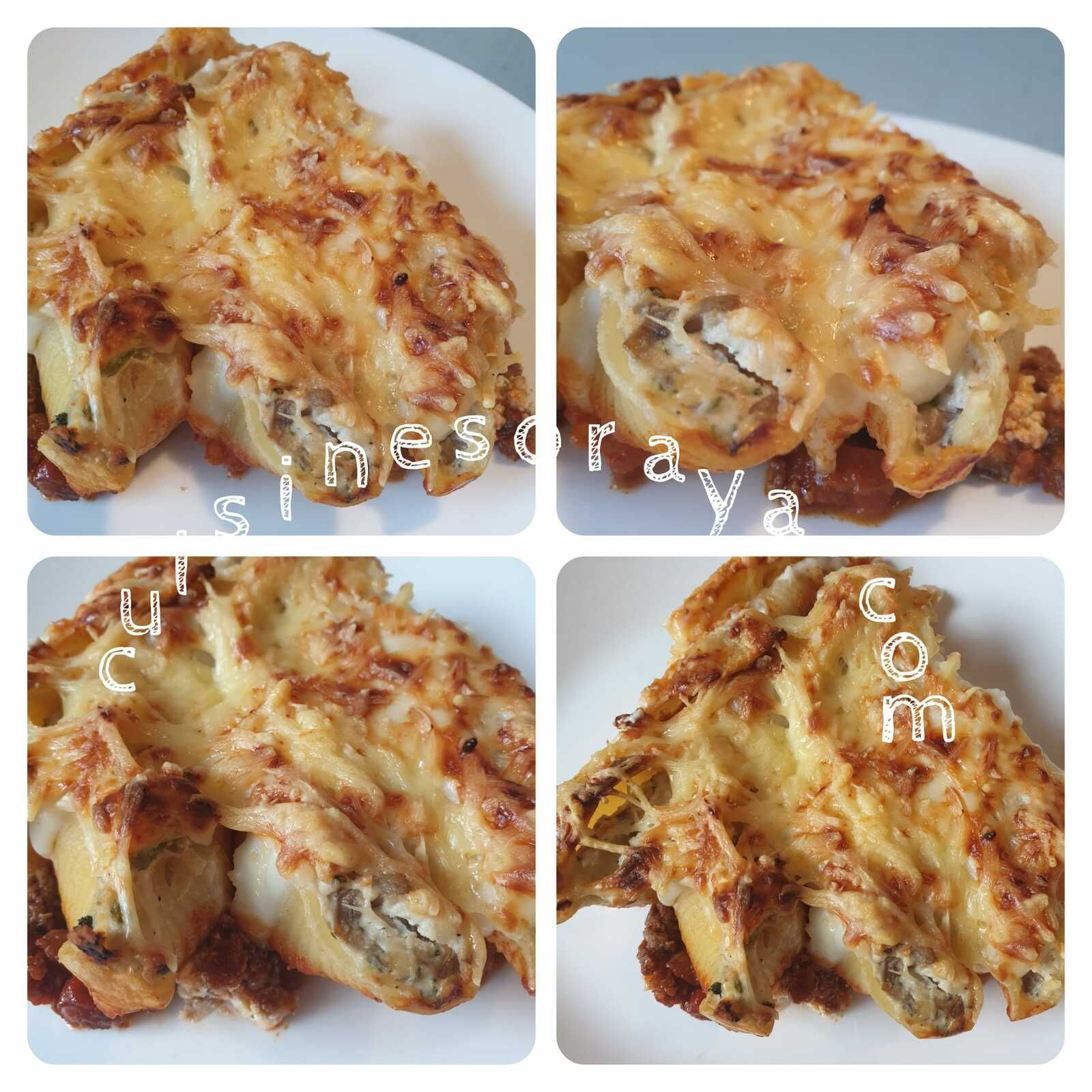 Conchiglioni farcis aux champignons, ricotta et sa sauce bolognaise