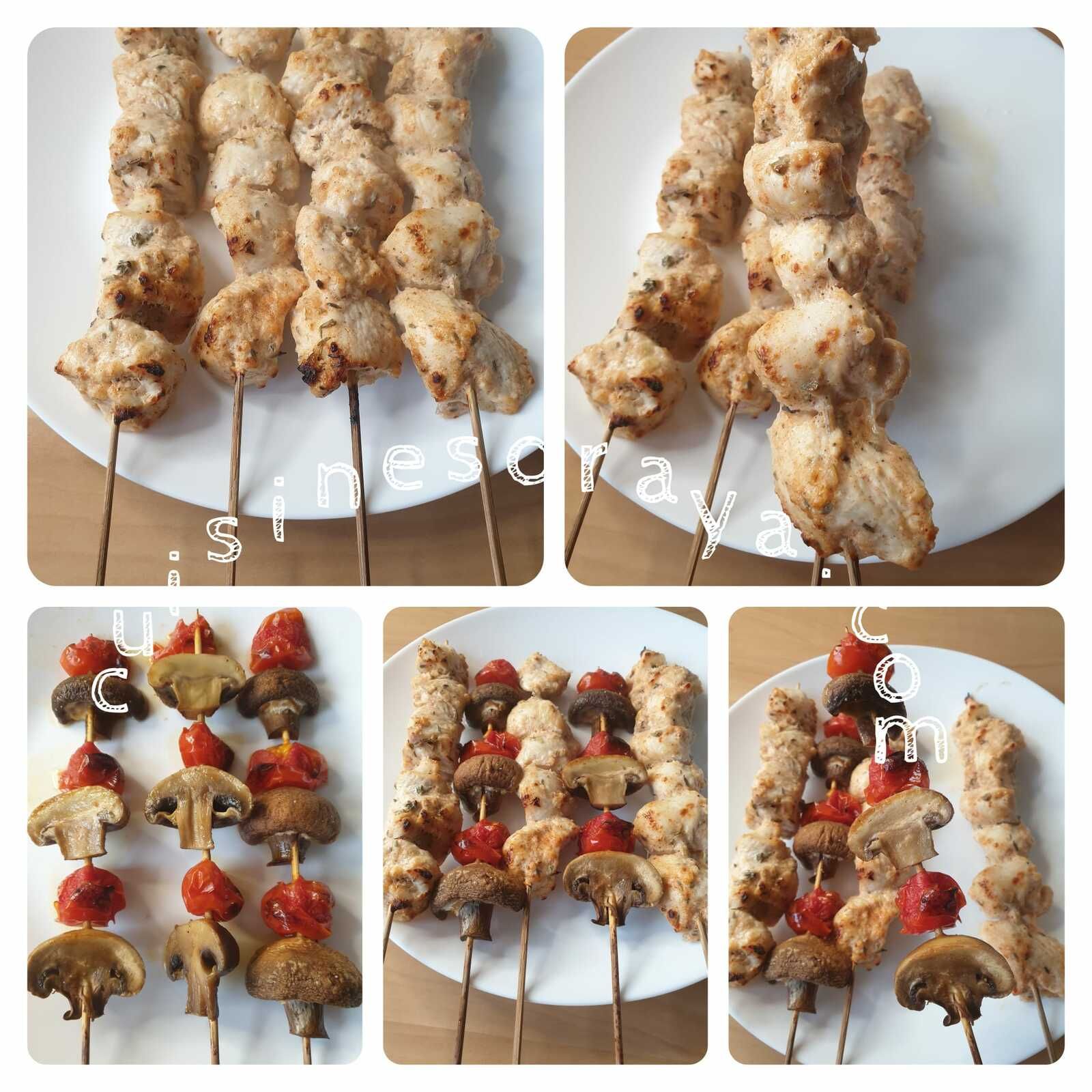 Brochette de poulet mariné au four / Brochette de légumes au four avec sa sauce au yaourt