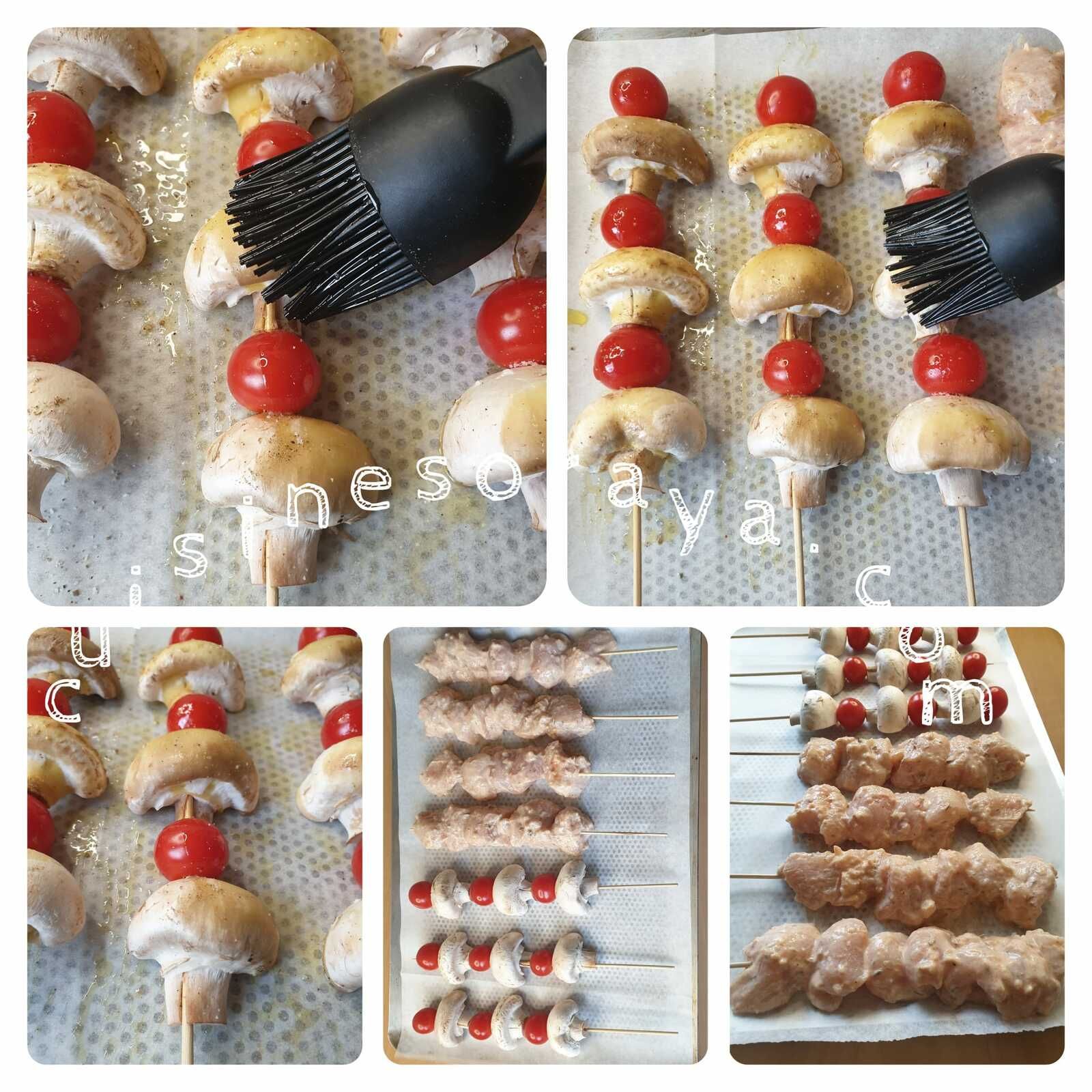 Brochette de poulet mariné au four / Brochette de légumes au four avec sa sauce au yaourt