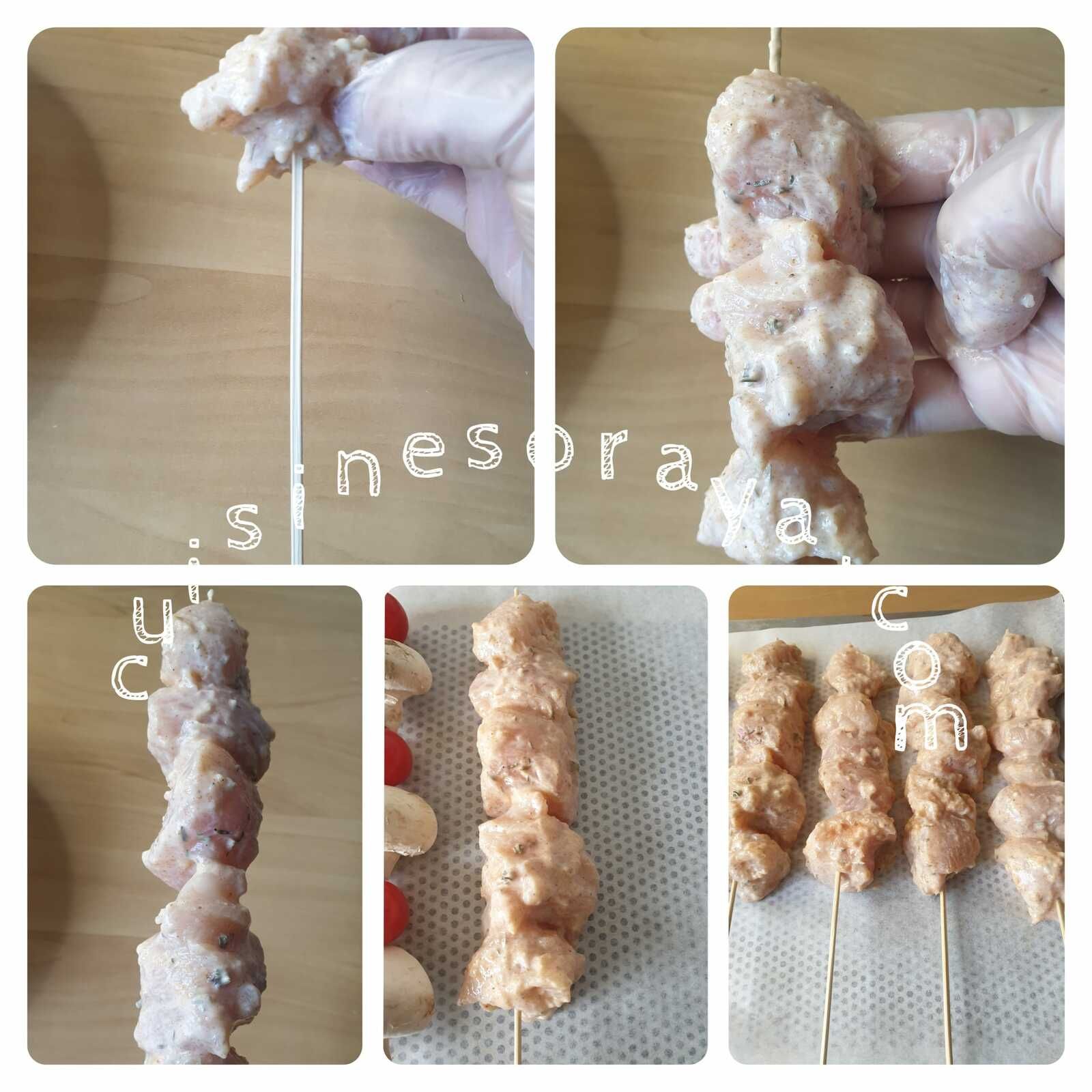 Brochette de poulet mariné au four / Brochette de légumes au four avec sa sauce au yaourt