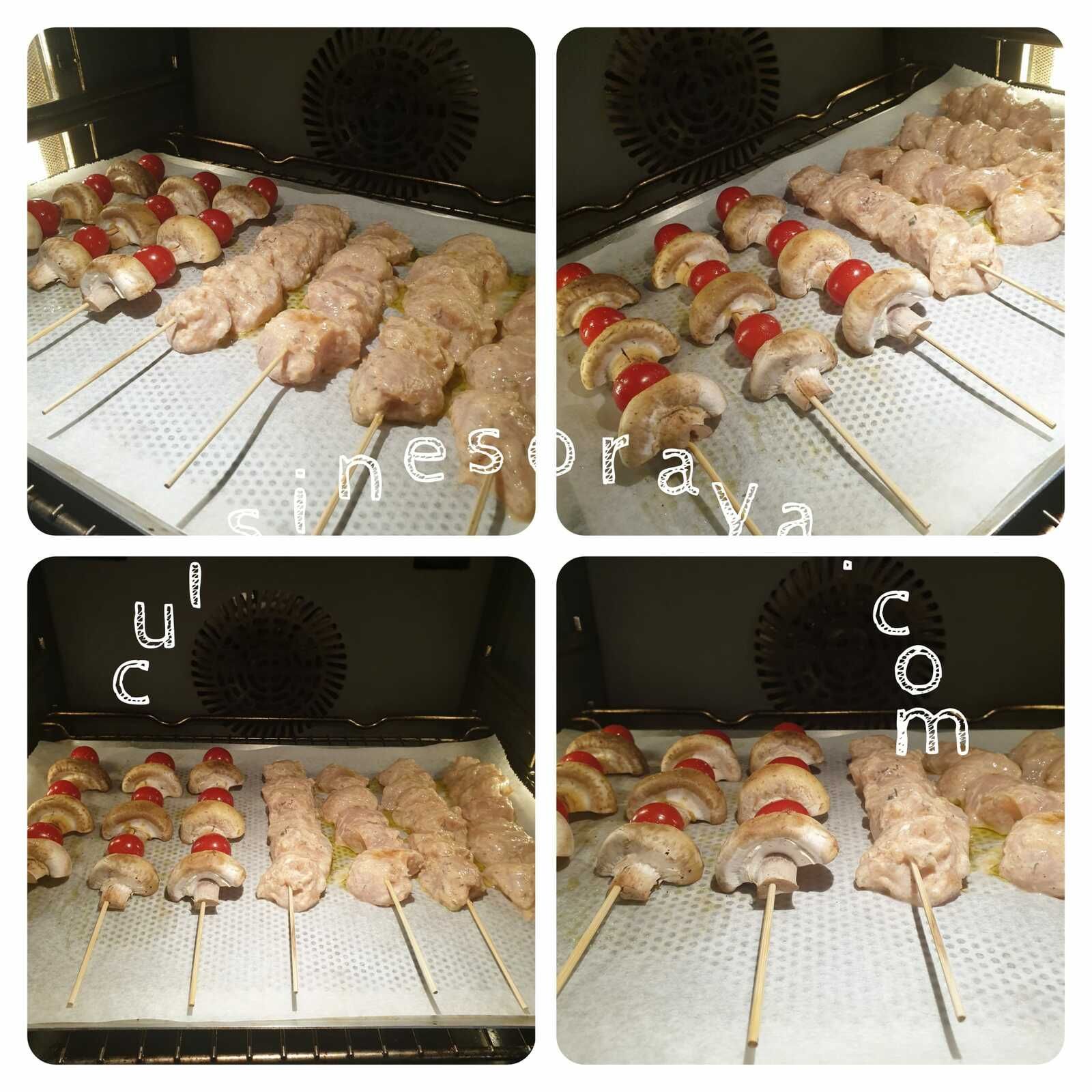 Brochette de poulet mariné au four / Brochette de légumes au four avec sa sauce au yaourt