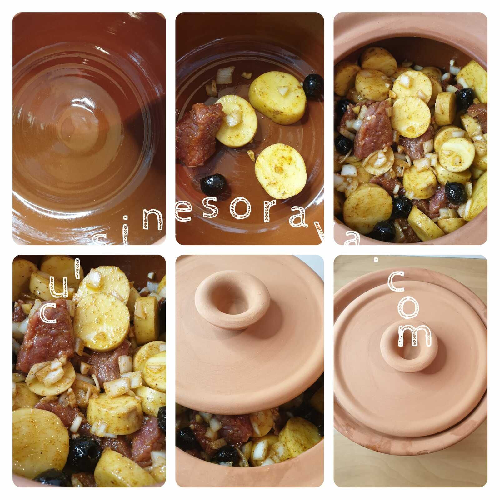 Tajine de boeuf, pomme de terre au four