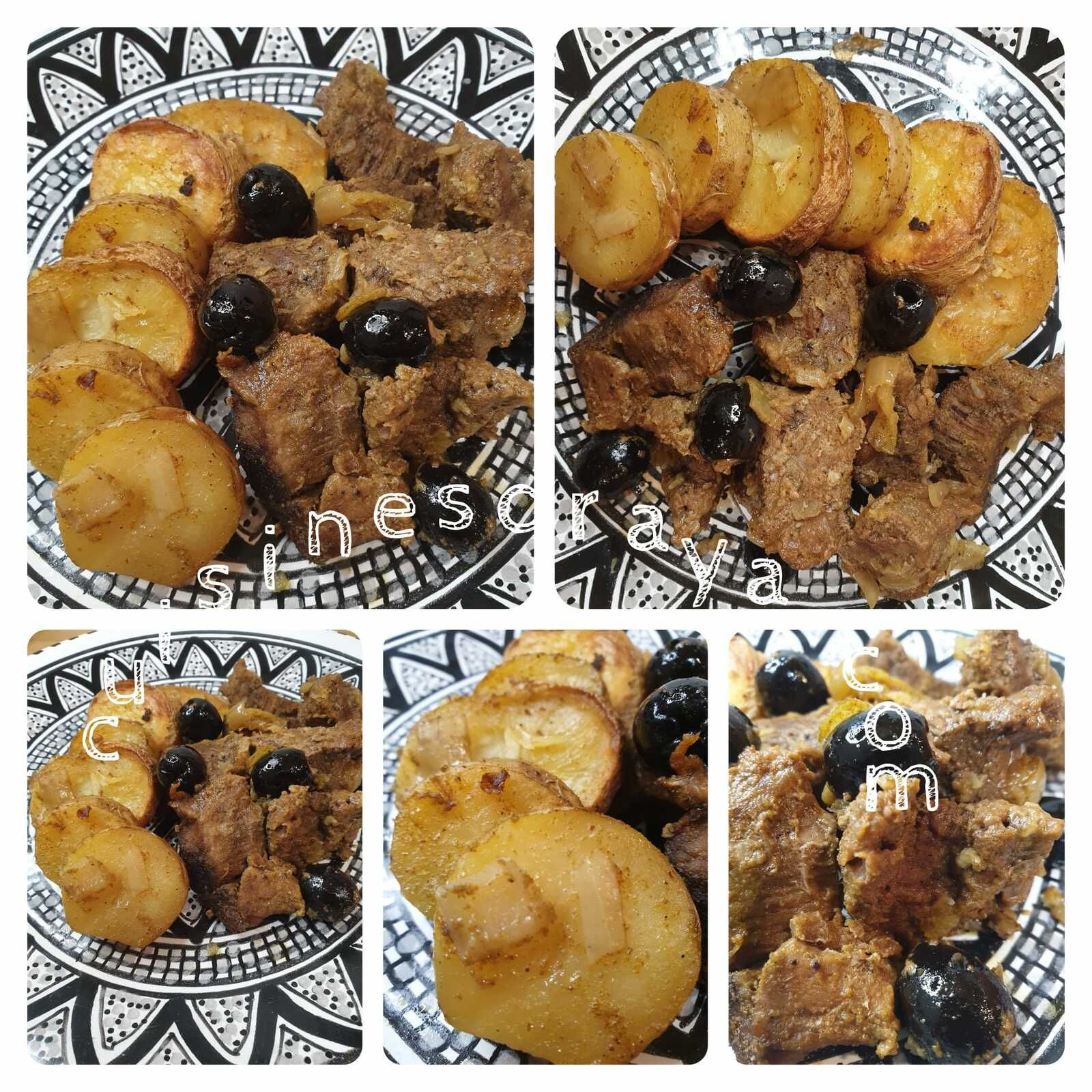 Tajine de boeuf, pomme de terre au four