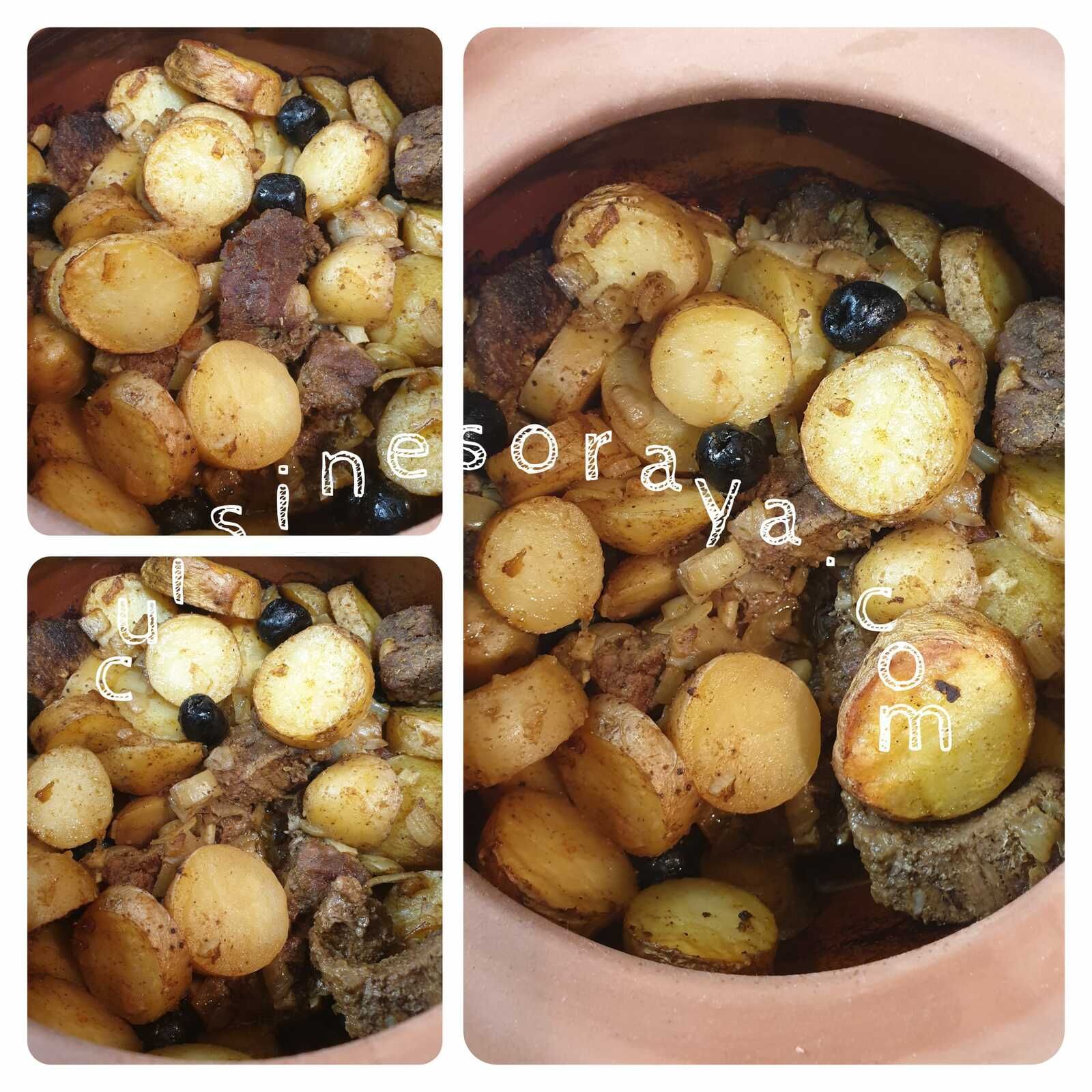 Tajine de boeuf, pomme de terre au four