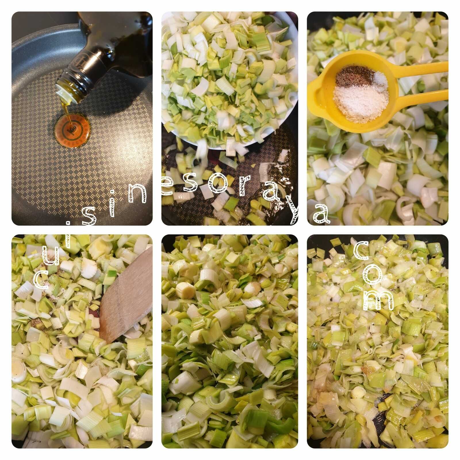 Fondu de poireaux et saumon en papillote
