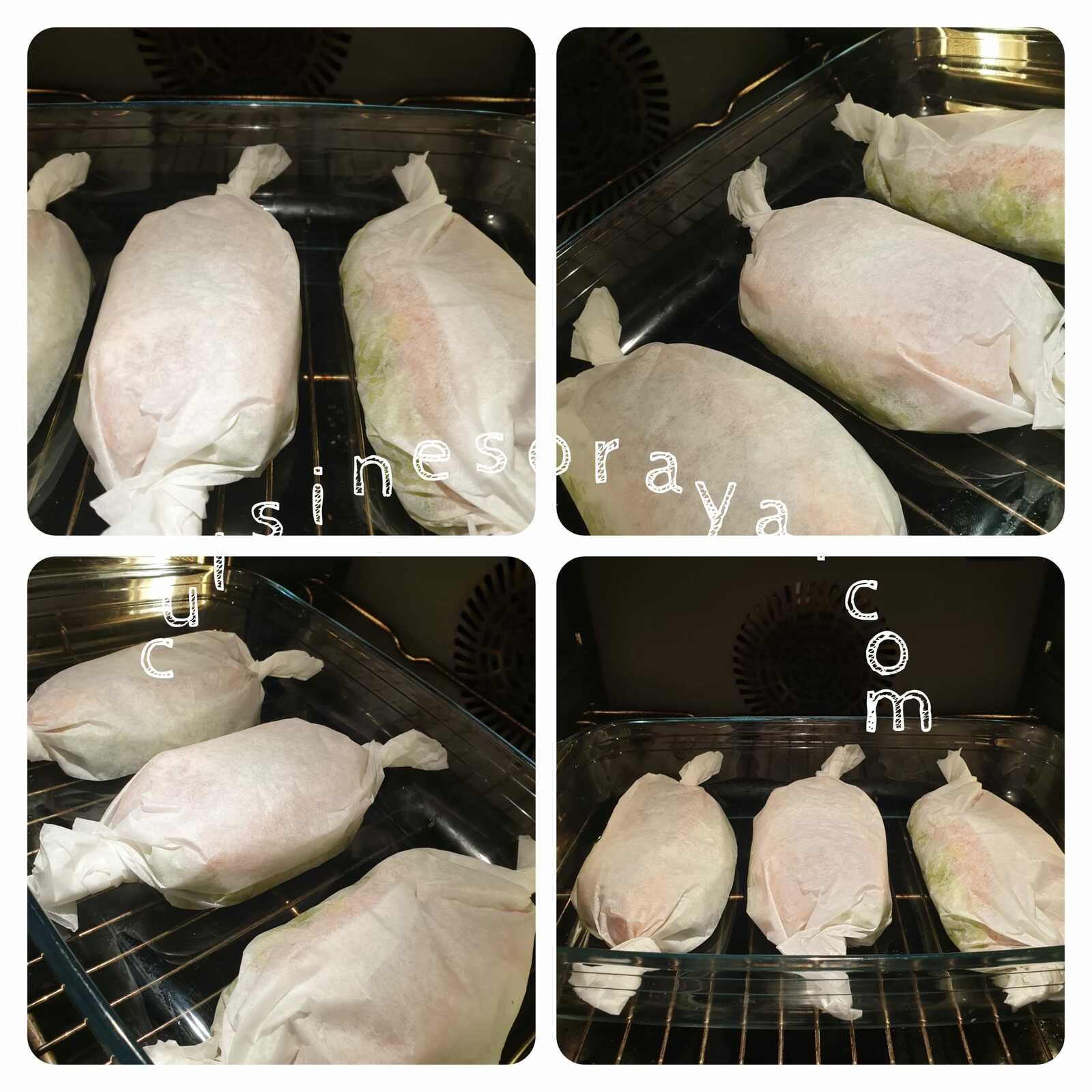 Fondu de poireaux et saumon en papillote