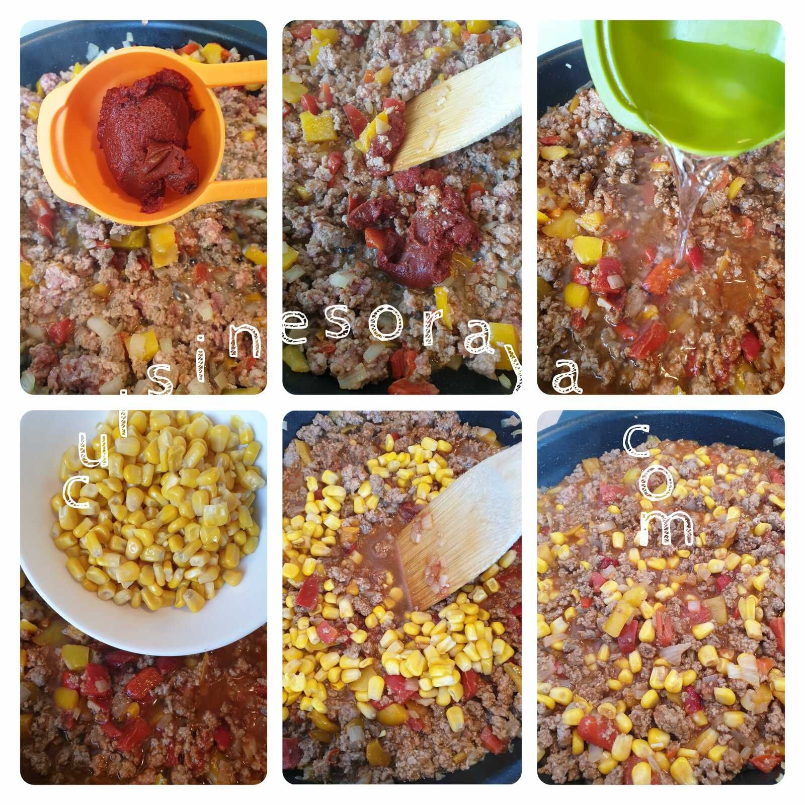 Gratin de pomme de terre, viande à la mexicaine