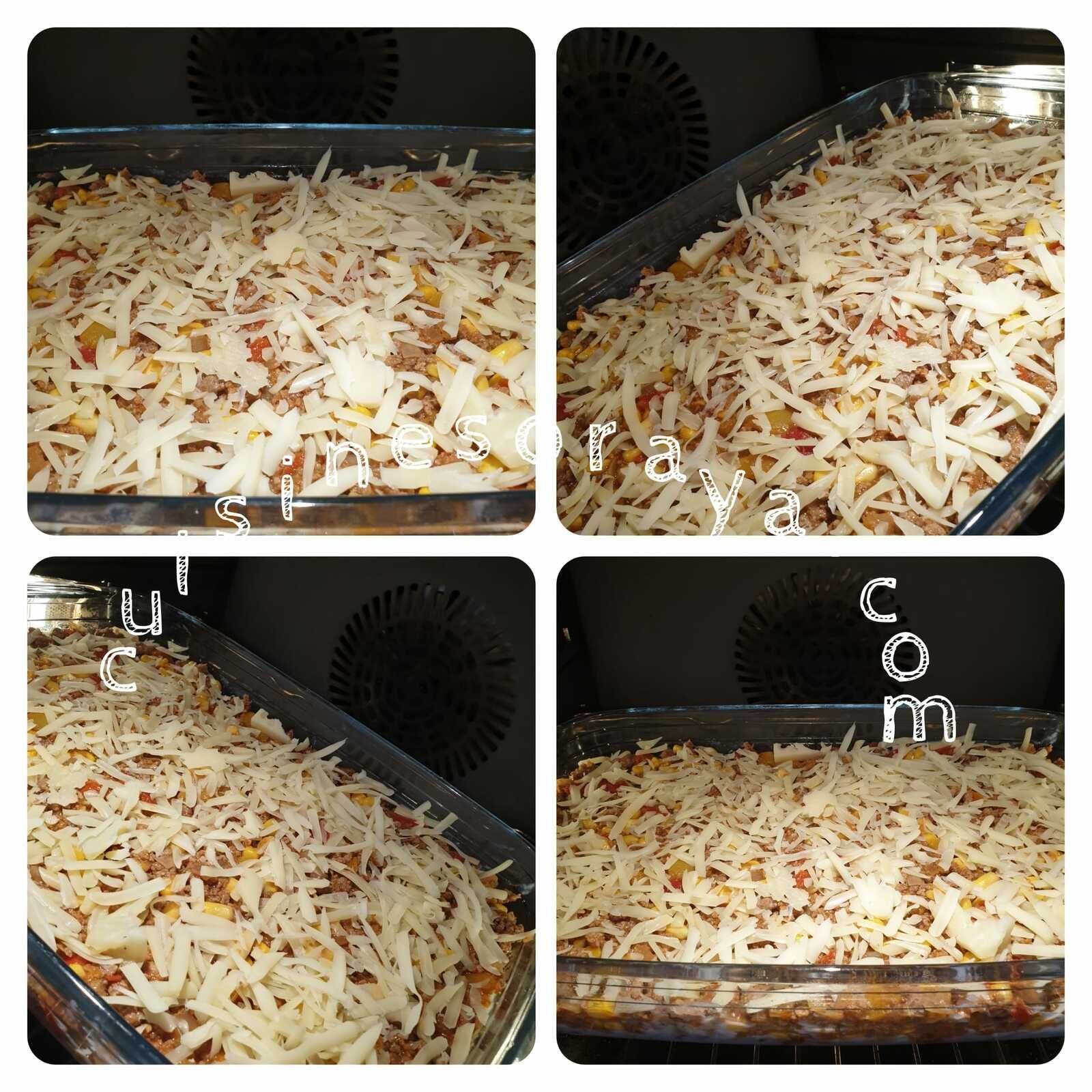 Gratin de pomme de terre, viande à la mexicaine