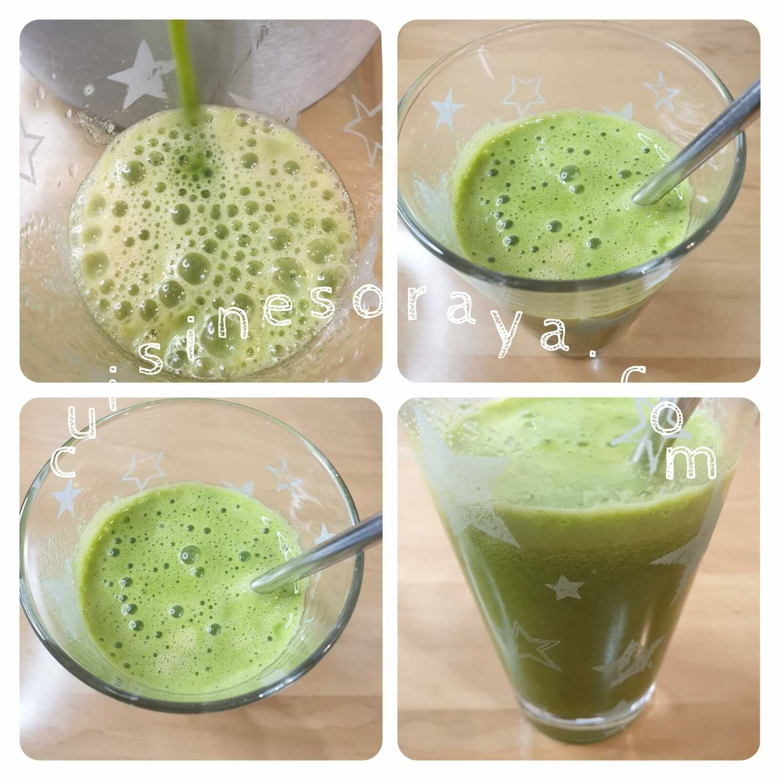Jus à la pomme, céleri, épinards et graines de courges
