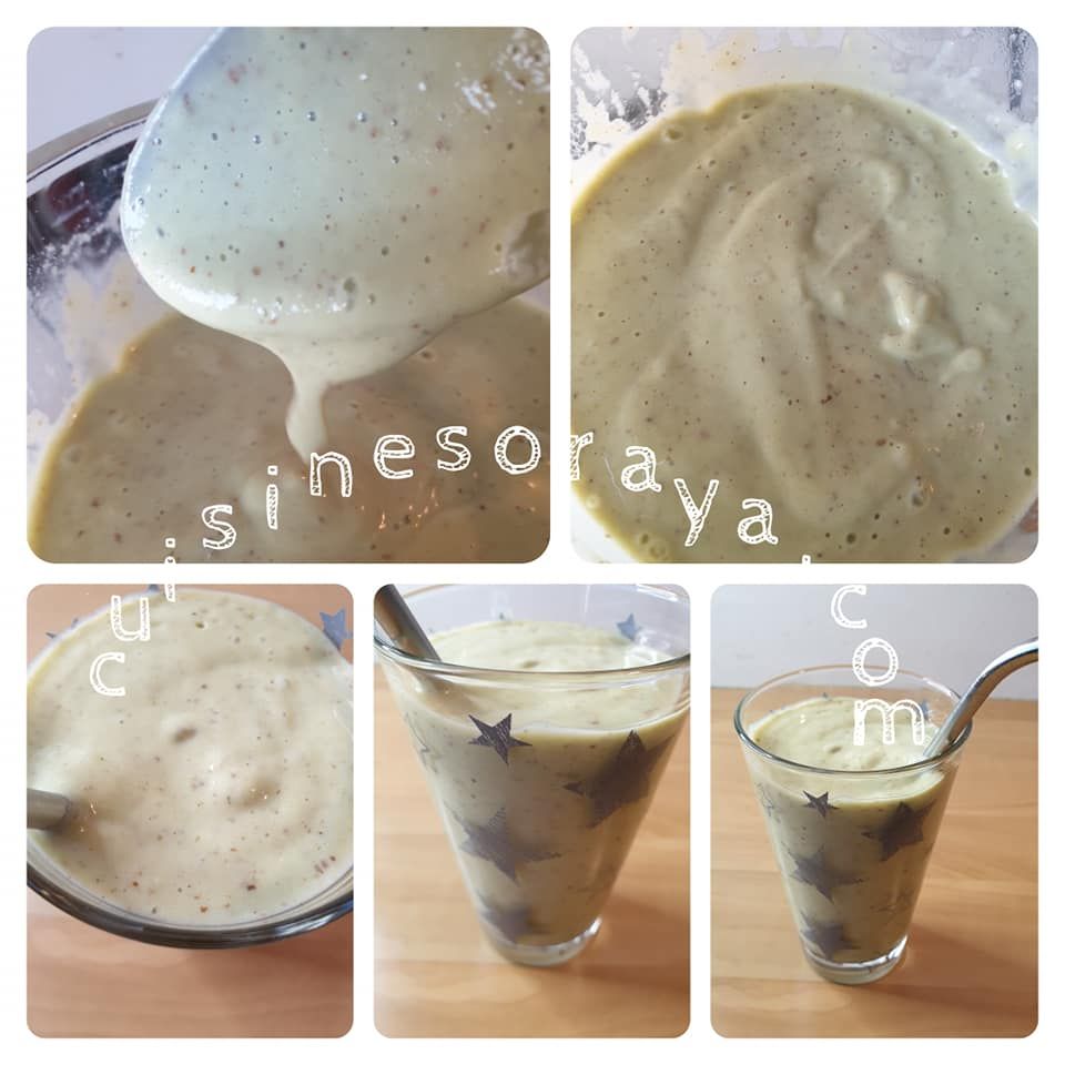 Smoothies avocat, amandes et dattes