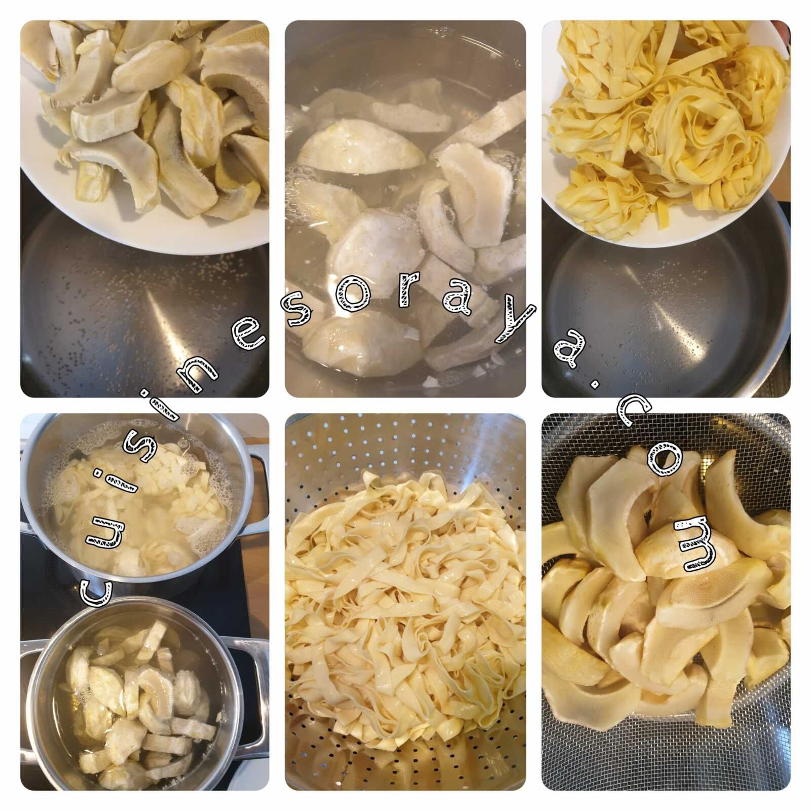 Tagliatelles aux artichauds, petits pois et sa sauce citronnées